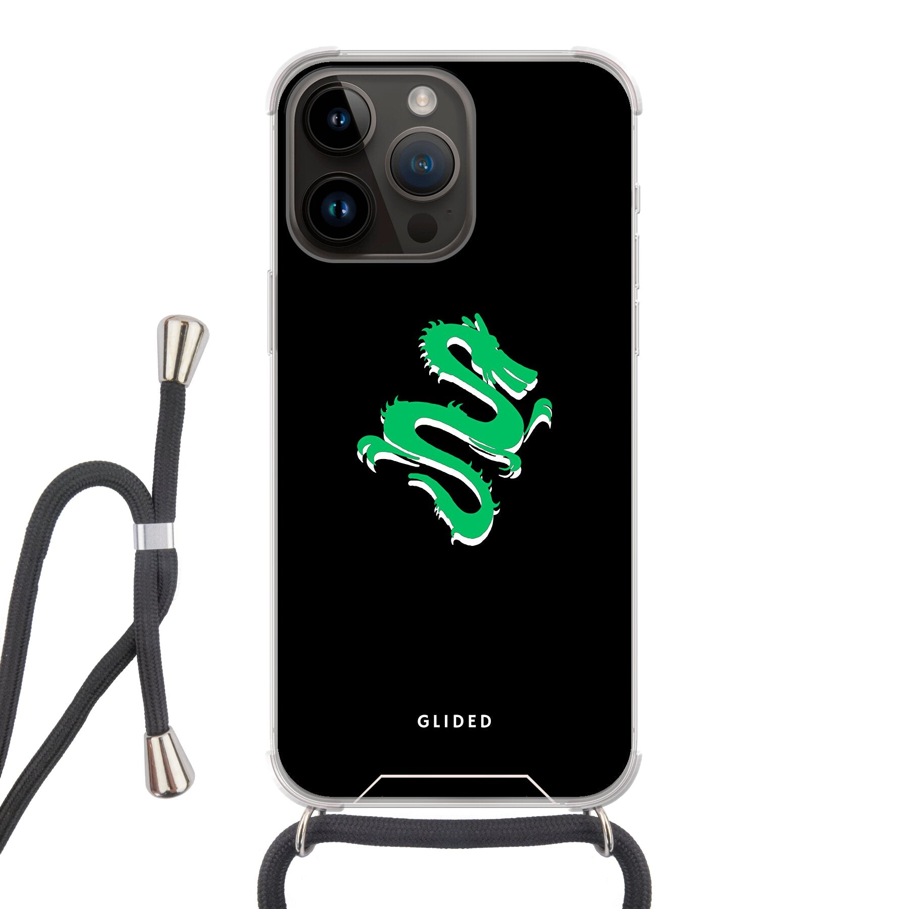 Emerald Dragon Handyhülle für iPhone 14 Pro Max mit majestätischem grünem Drachen-Design, idealer Schutz und stilvolles Accessoire.