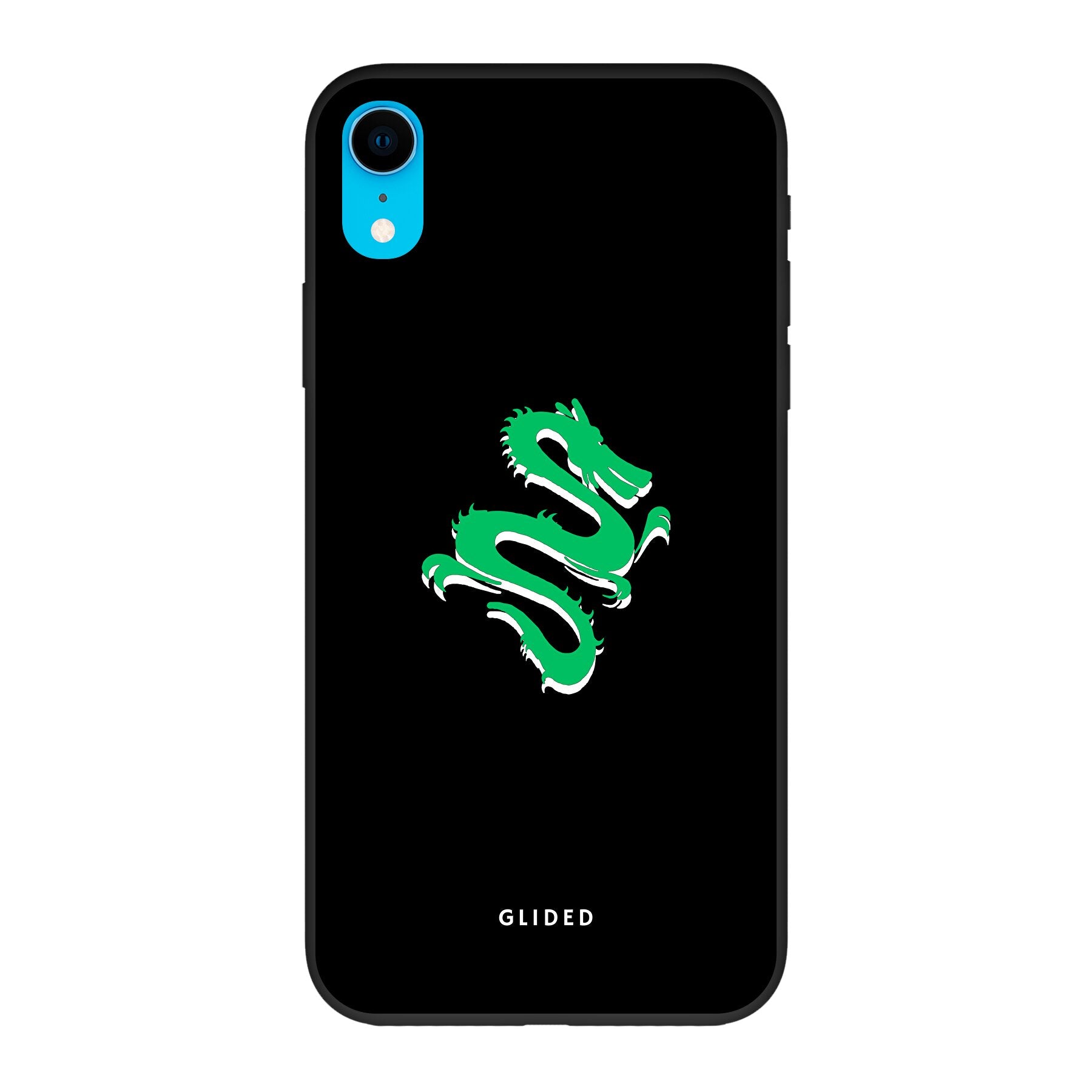 Emerald Dragon Handyhülle für iPhone XR mit majestätischem grünem Drachen-Design, idealer Schutz und stilvolle Ästhetik.