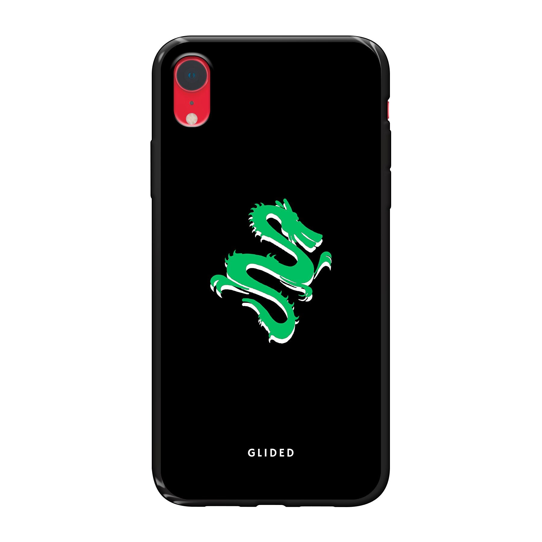 Emerald Dragon Handyhülle für iPhone XR mit majestätischem grünem Drachen-Design, idealer Schutz und stilvolle Ästhetik.