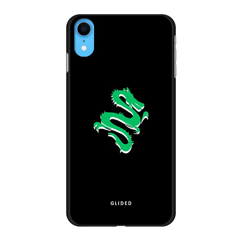 Emerald Dragon Handyhülle für iPhone XR mit majestätischem grünem Drachen-Design, idealer Schutz und stilvolle Ästhetik.