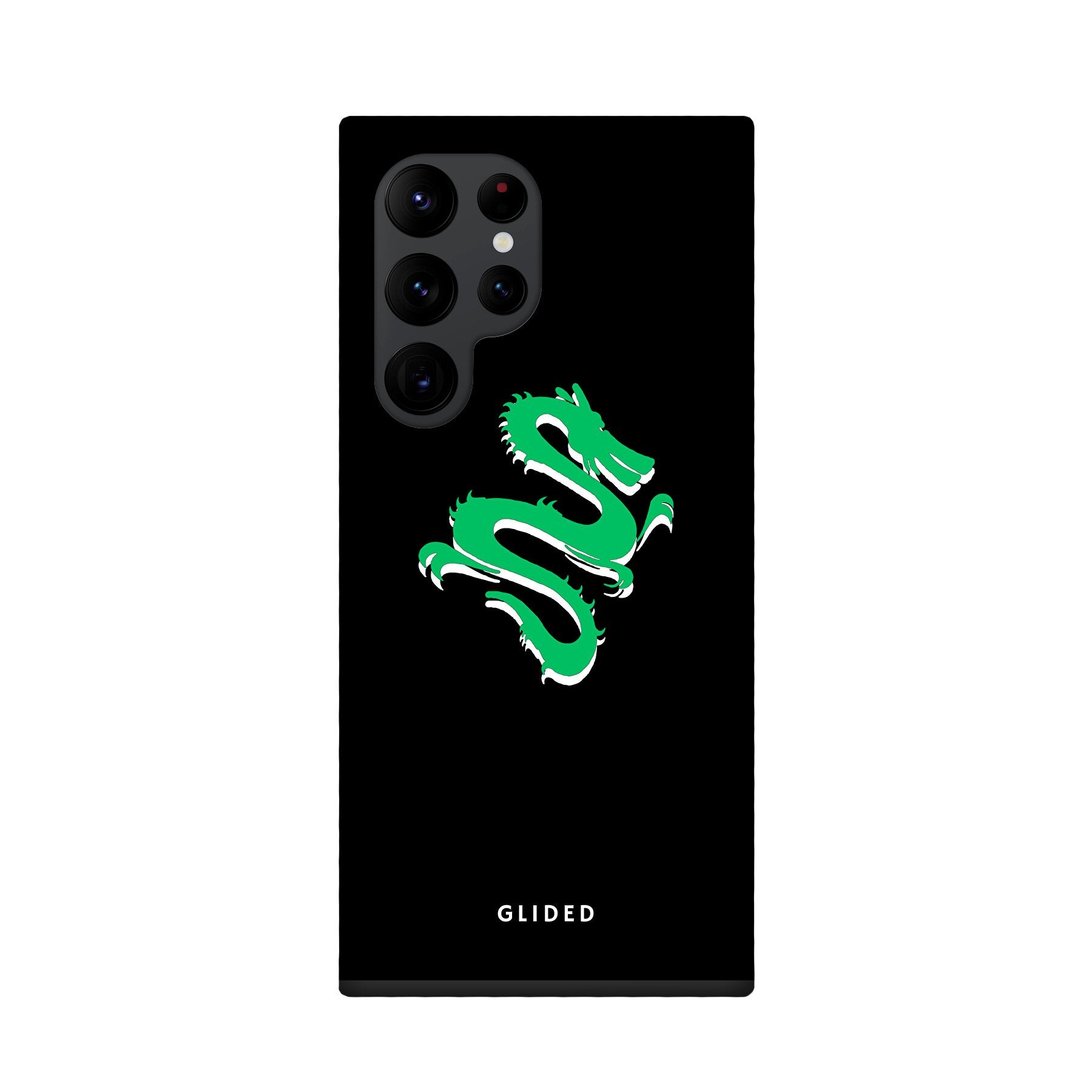 Emerald Dragon Handyhülle für Samsung Galaxy S22 Ultra mit majestätischem grünem Drachen-Design, idealer Schutz und stilvolle Ästhetik.