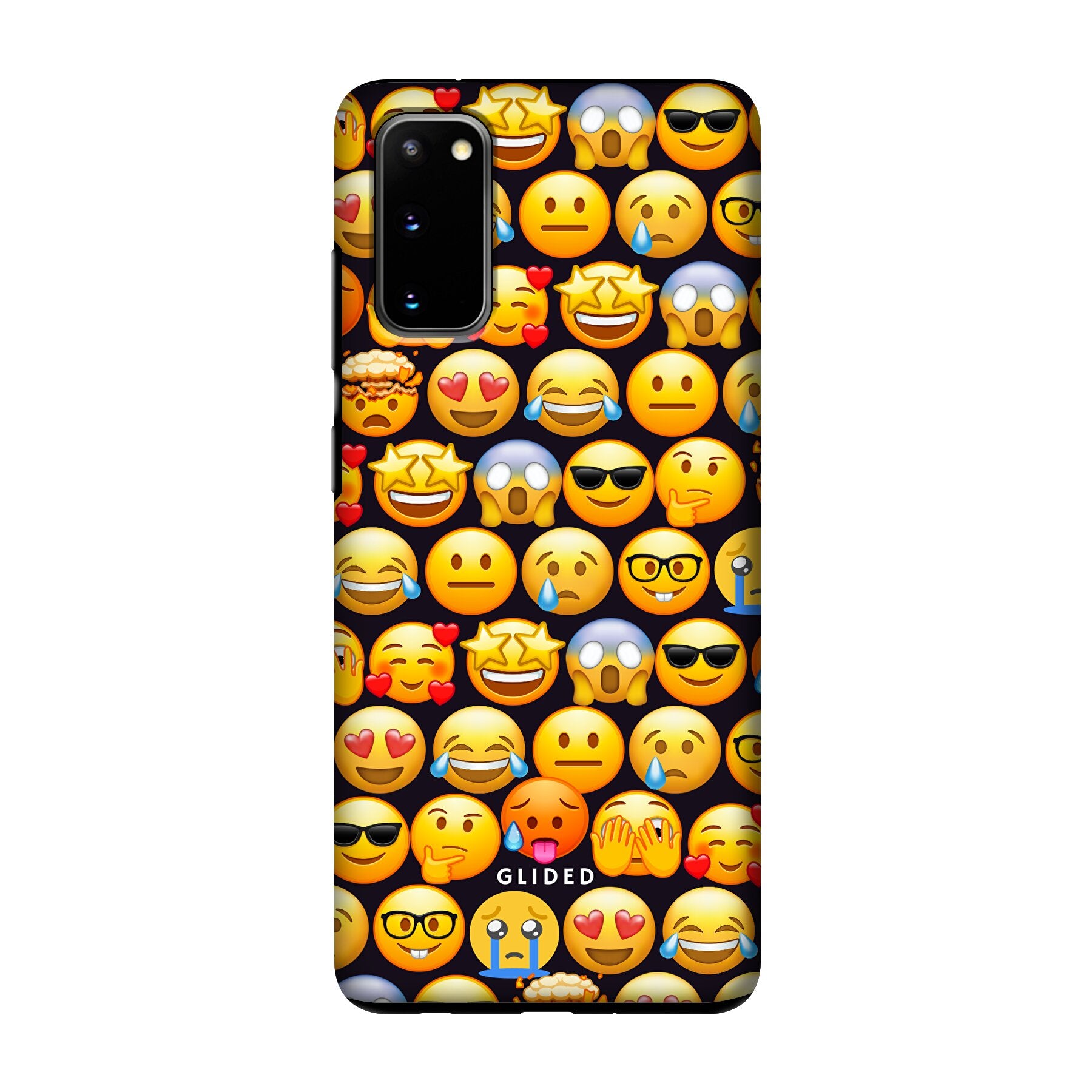 Bunte Emoji Town Handyhülle für Samsung Galaxy S20/S20 5G mit verschiedenen Emojis, die Freude und Persönlichkeit ausstrahlen.