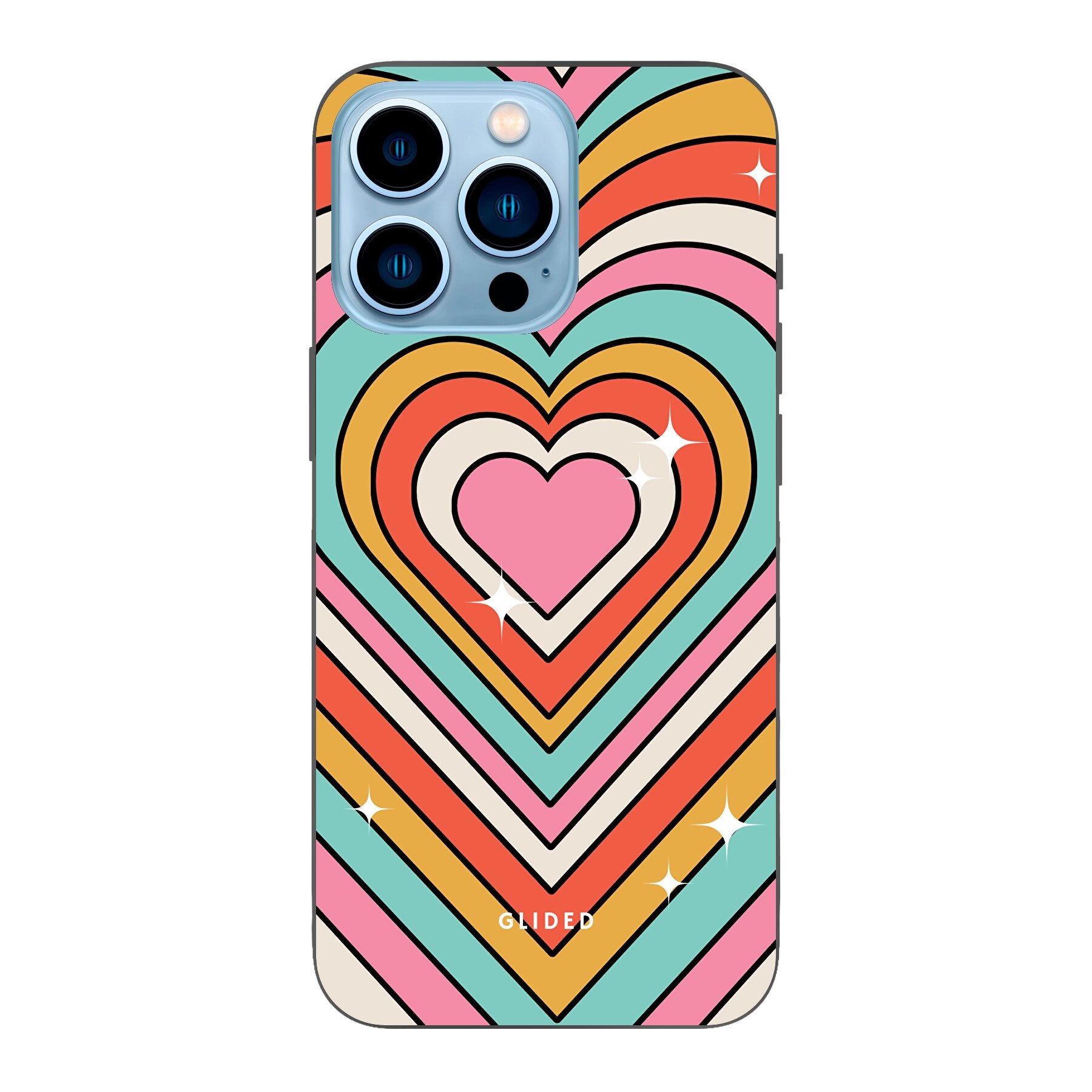Endless Love iPhone 13 Pro Handyhülle mit bunten Herzen, die Freude und Liebe ausstrahlen.
