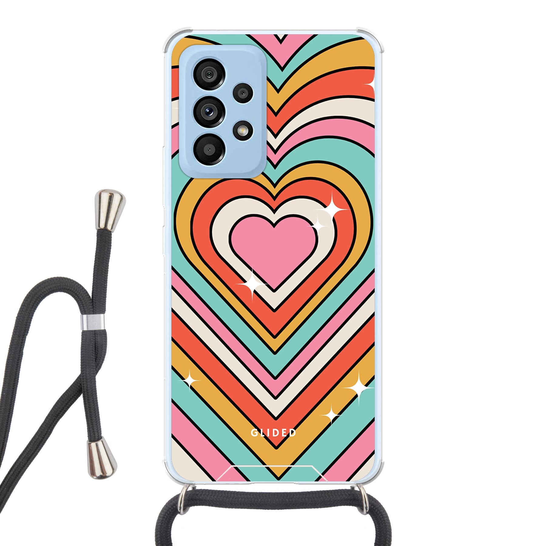 Endless Love Handyhülle für Samsung Galaxy A53 5G mit bunten Herzen, die Freude und Liebe ausstrahlen.