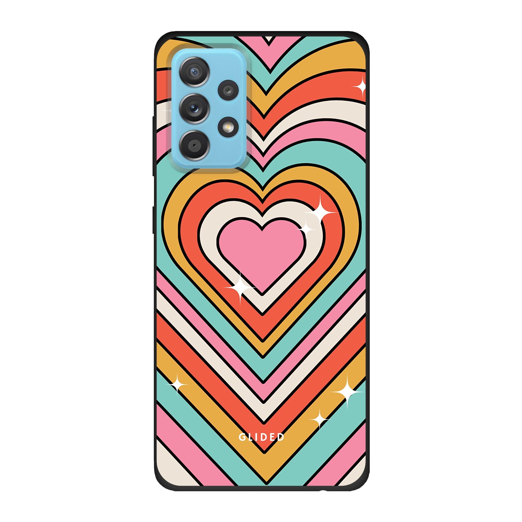 Endless Love Handyhülle für Samsung Galaxy A53 5G mit bunten Herzen, die Freude und Liebe ausstrahlen.