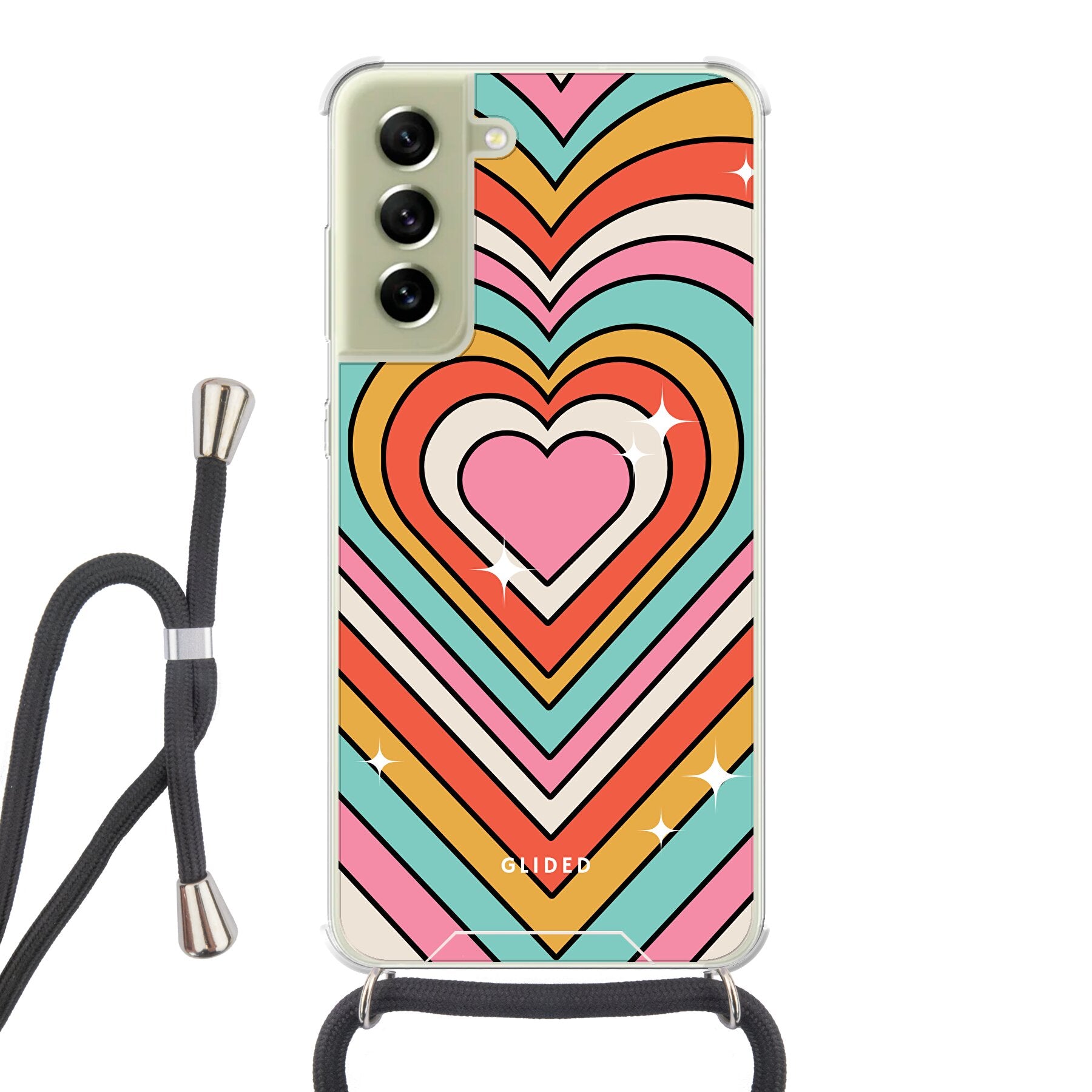 Endless Love Handyhülle für Samsung Galaxy S21 FE mit bunten Herzen und schlankem Design.