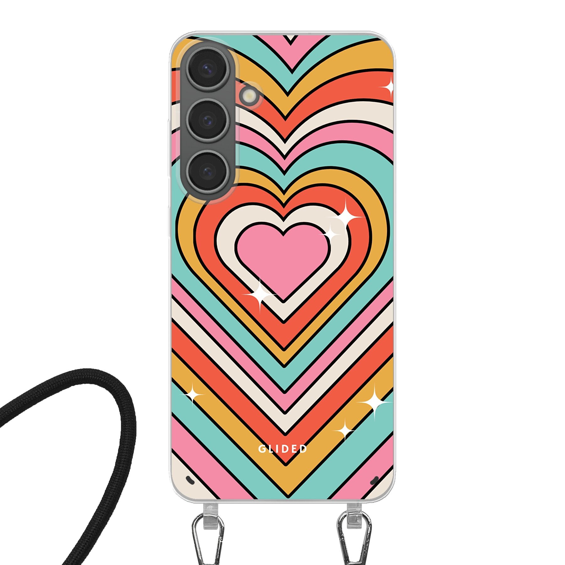 Endless Love Handyhülle für Samsung Galaxy S24 Plus mit bunten Herzen, die Freude und Liebe ausstrahlen.