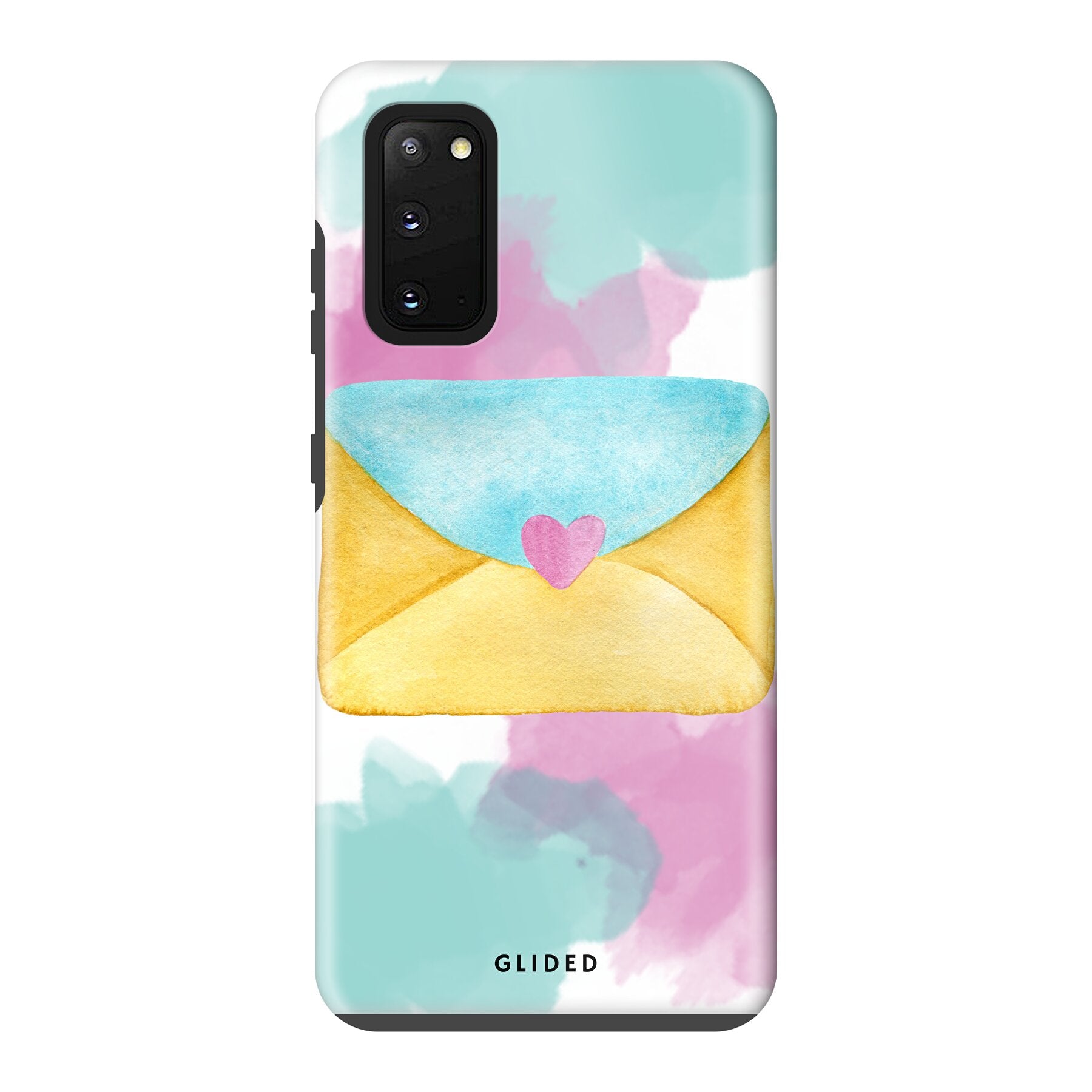 Envelope Handyhülle für Samsung Galaxy S20/S20 5G in zarten Pastellfarben mit romantischem Liebesbrief-Design.