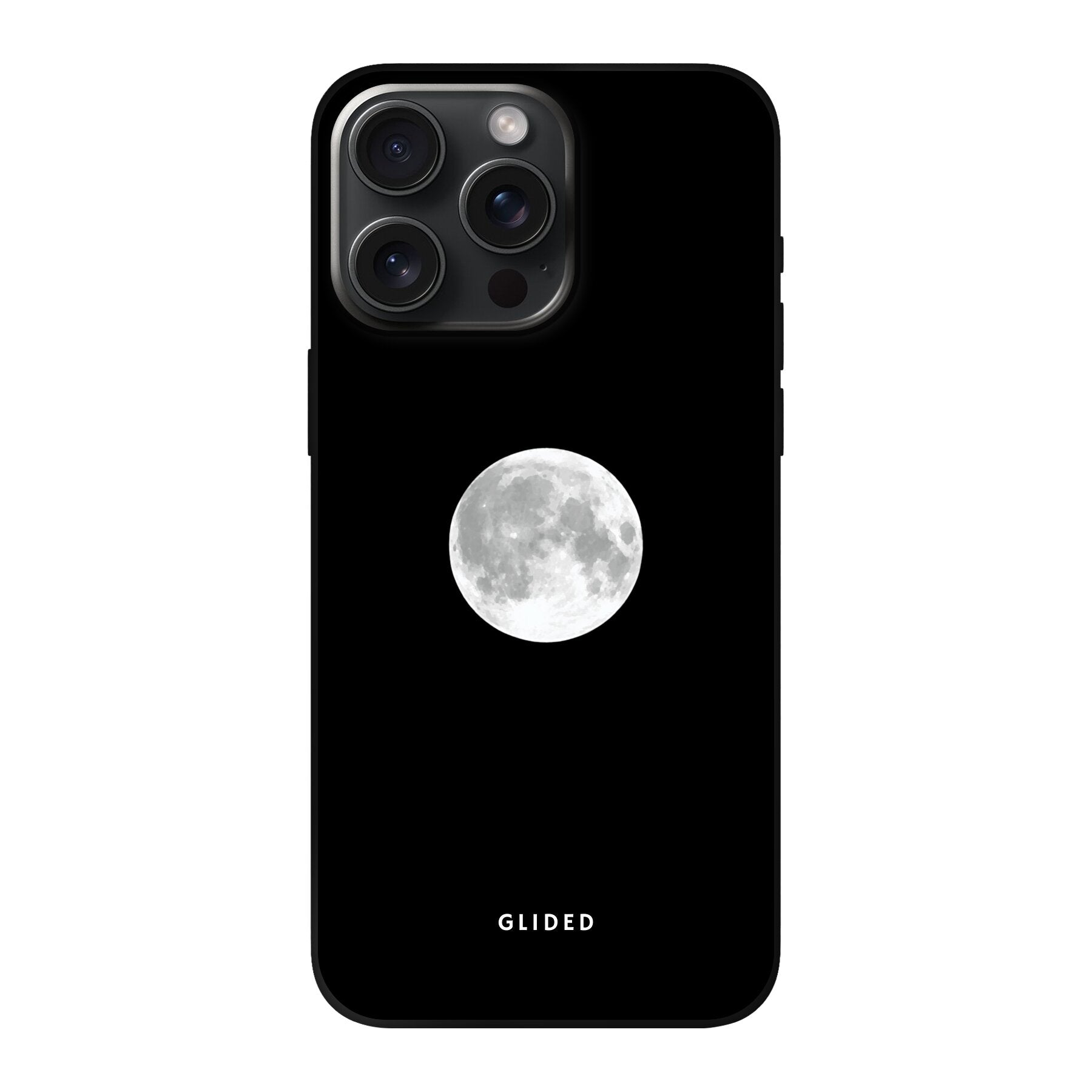 Die 'Epic Moon' Handyhülle für iPhone 15 Pro Max mit majestätischem Vollmond-Design, stilvoll und schützend.