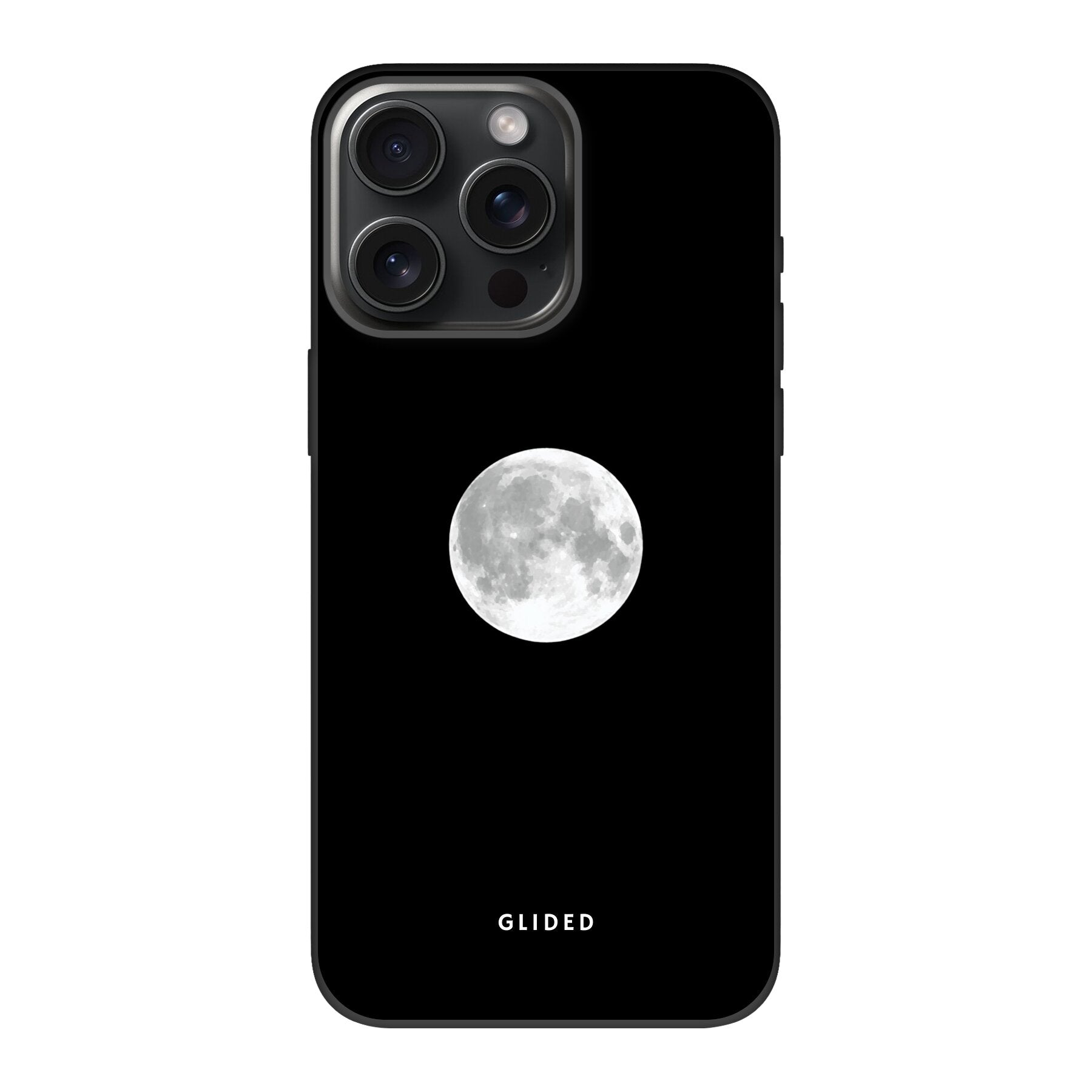 Die 'Epic Moon' Handyhülle für iPhone 15 Pro Max mit majestätischem Vollmond-Design, stilvoll und schützend.