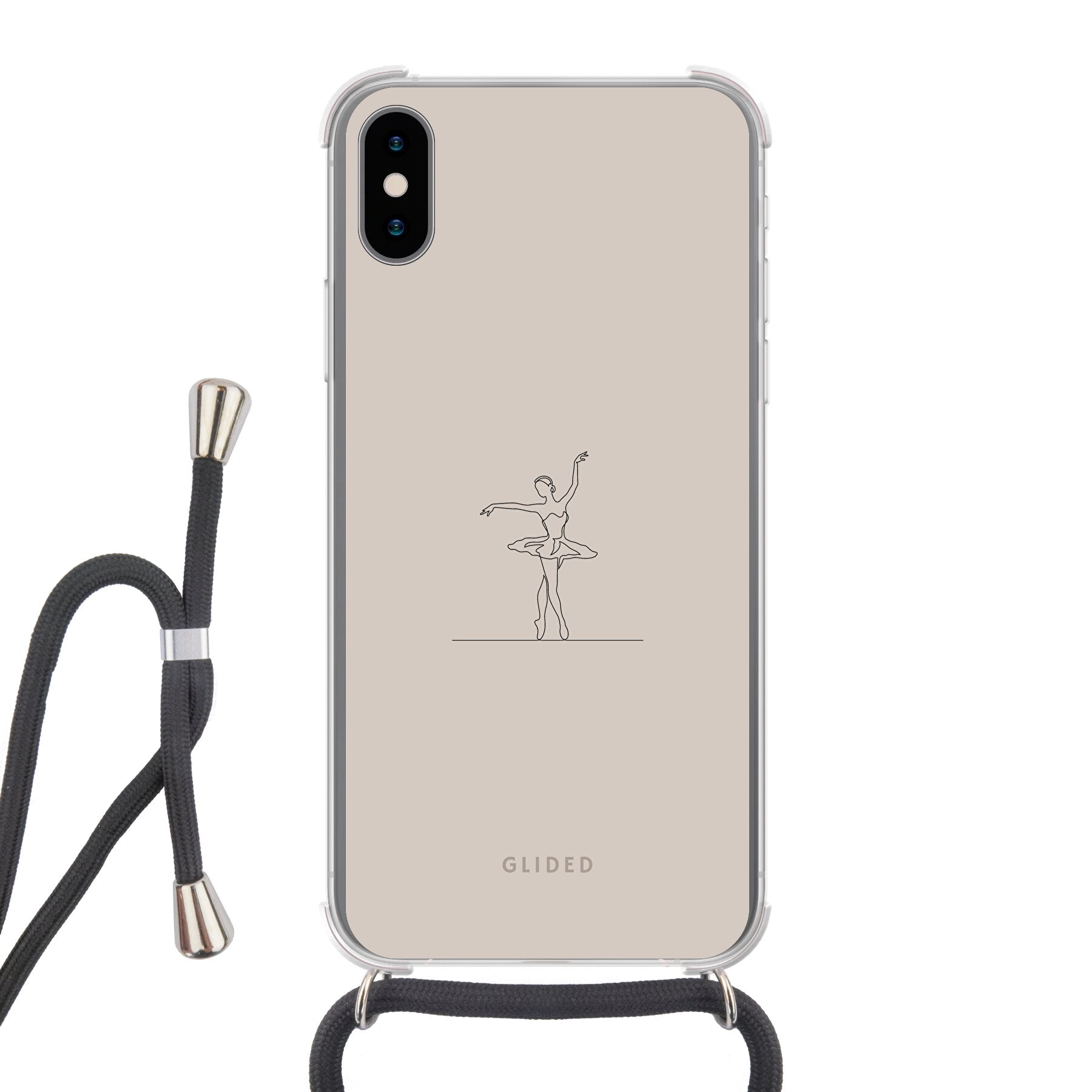 Felicity iPhone X/Xs Handyhülle mit zarter Balletttänzerin auf beigem Hintergrund, elegant und schützend.