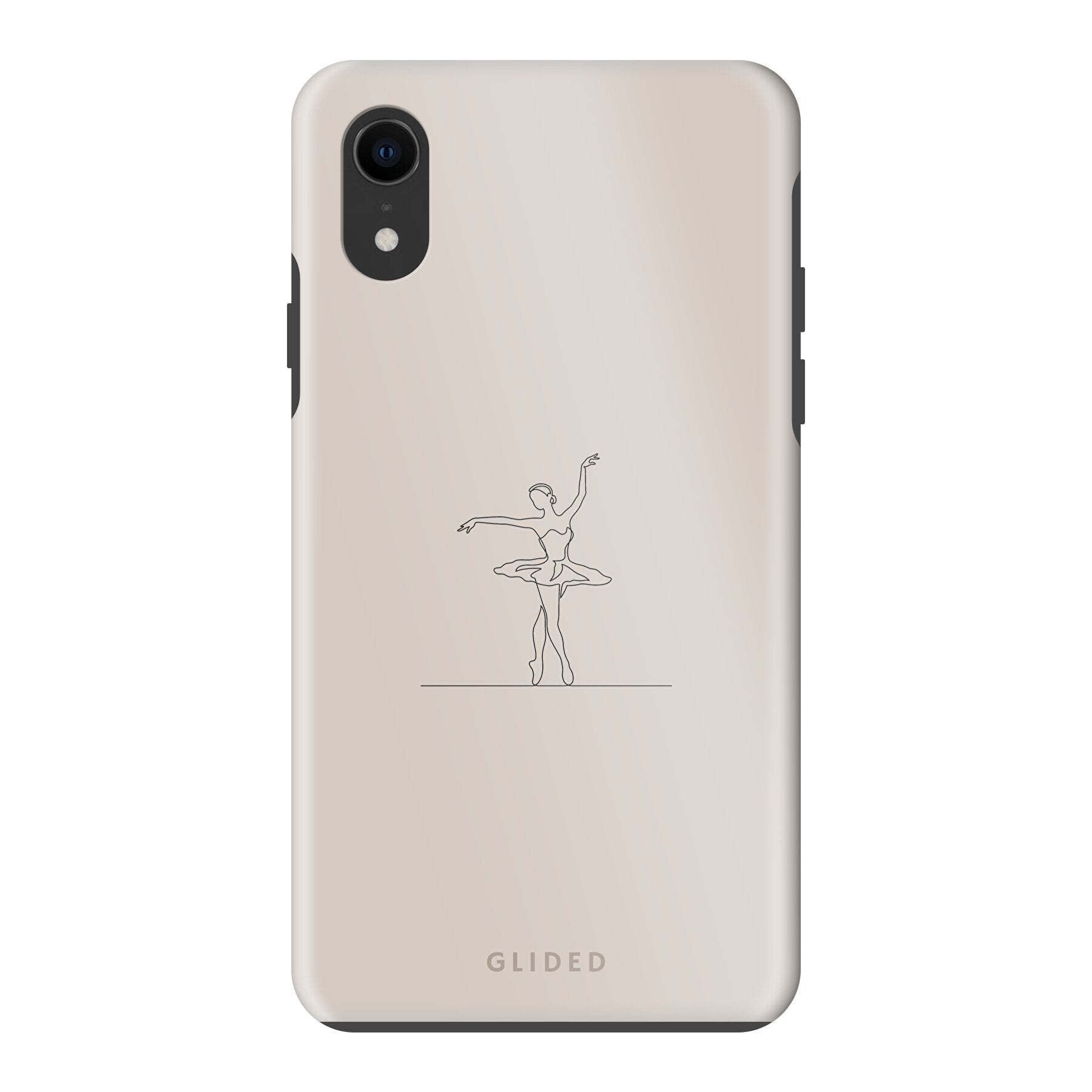 Felicity iPhone X/Xs Handyhülle mit zarter Balletttänzerin auf beigem Hintergrund, elegant und schützend.