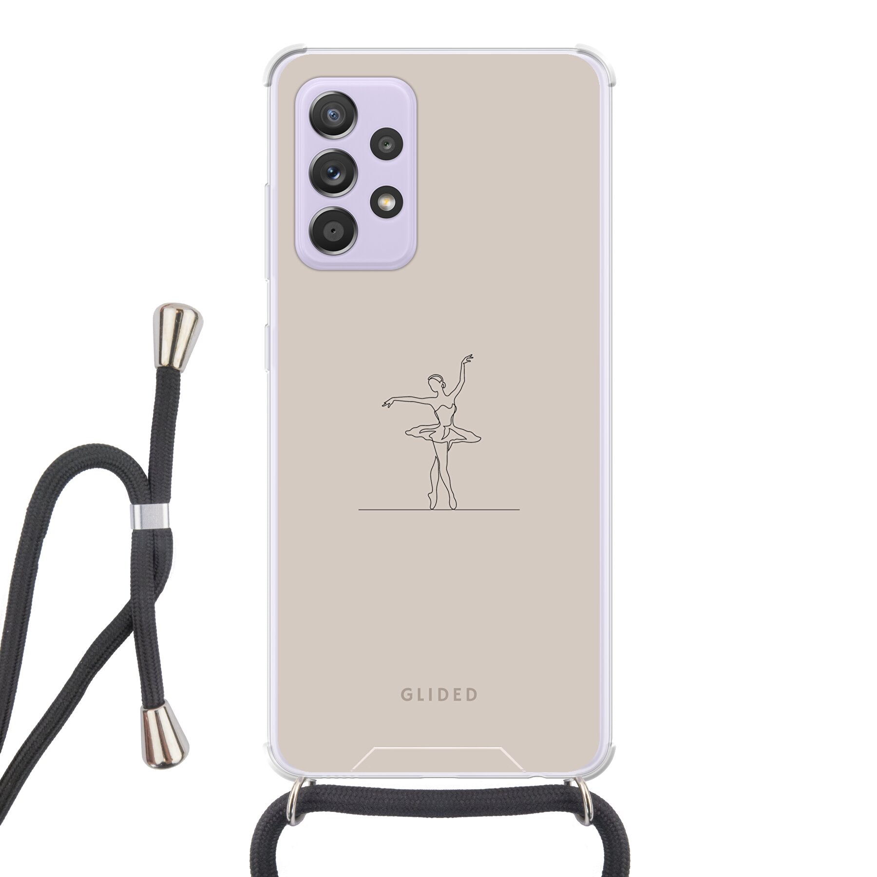 Felicity Handyhülle für Samsung Galaxy A52 mit Balletttänzerin auf beigem Hintergrund, elegant und schützend.