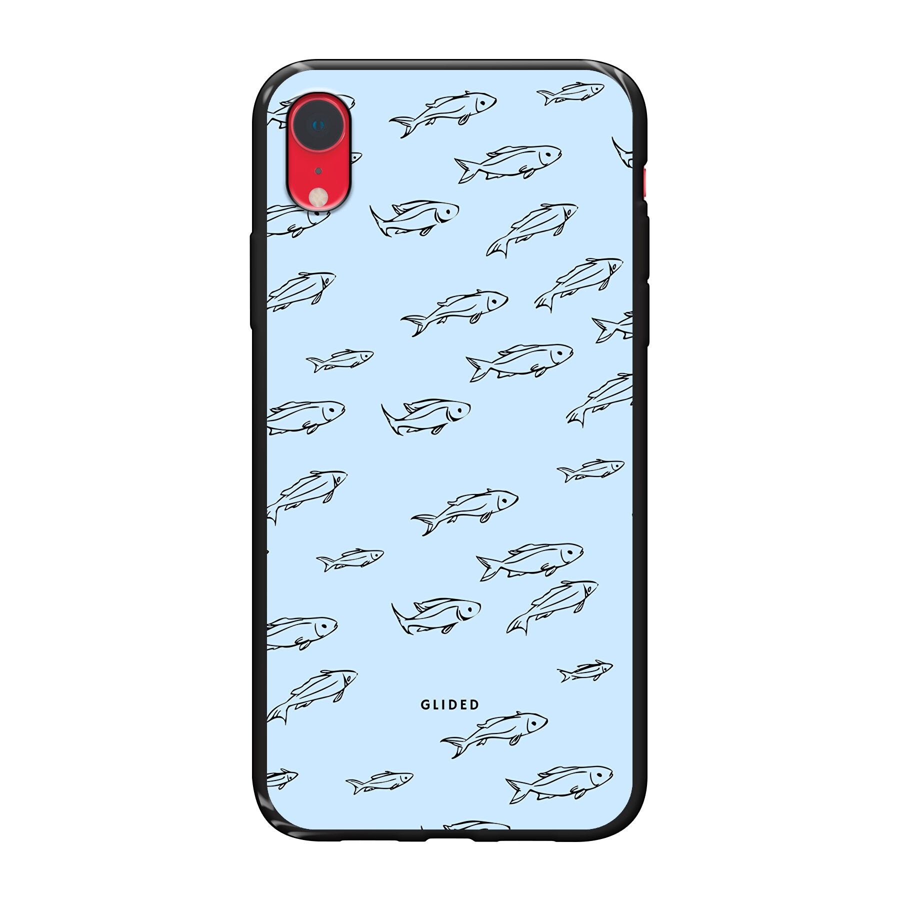 Fishy iPhone XR Handyhülle mit bunten Fischen auf einem hellen Hintergrund, bietet Schutz und Stil.