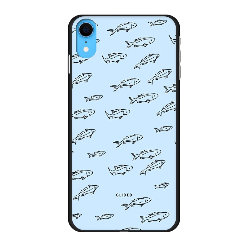 Fishy iPhone XR Handyhülle mit bunten Fischen auf einem hellen Hintergrund, bietet Schutz und Stil.