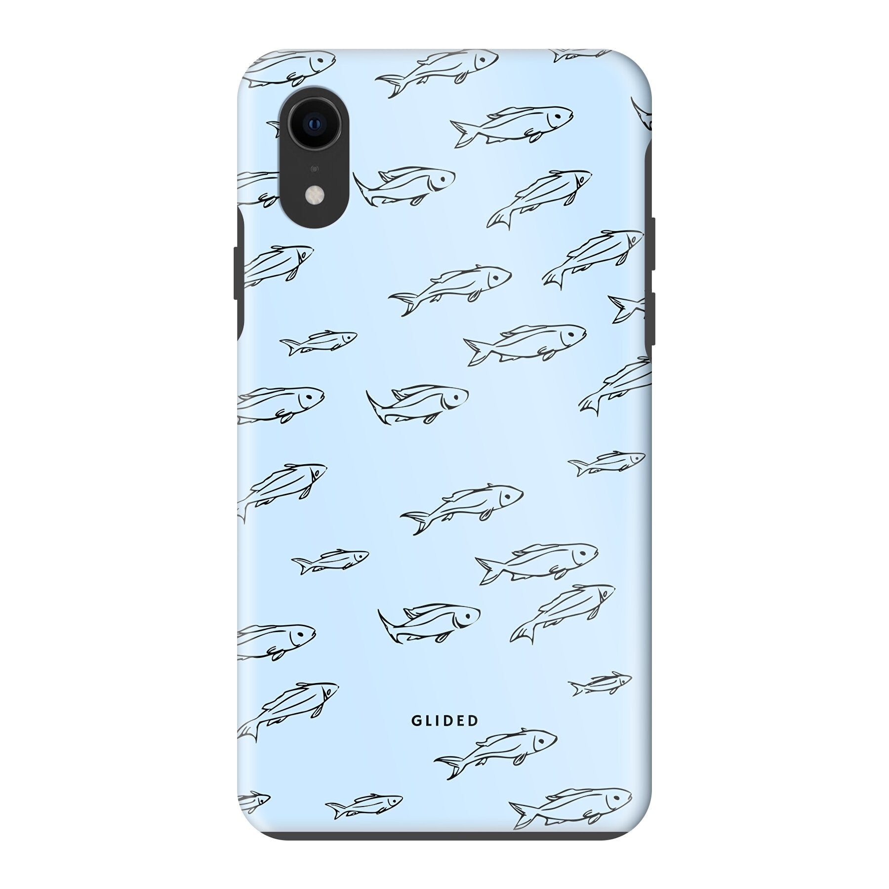 Fishy iPhone X/Xs Handyhülle mit bunten Fischen auf einem hellen Hintergrund, bietet Schutz und Stil.