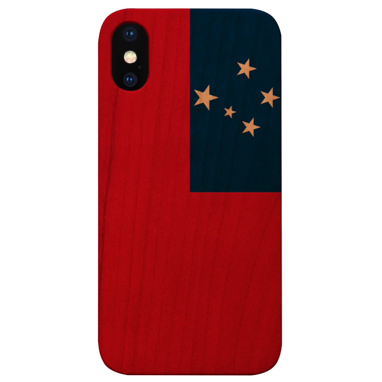 Flag Samoa UV Color Printed phone case showcasing vibrant colors and unique wooden craftsmanship.