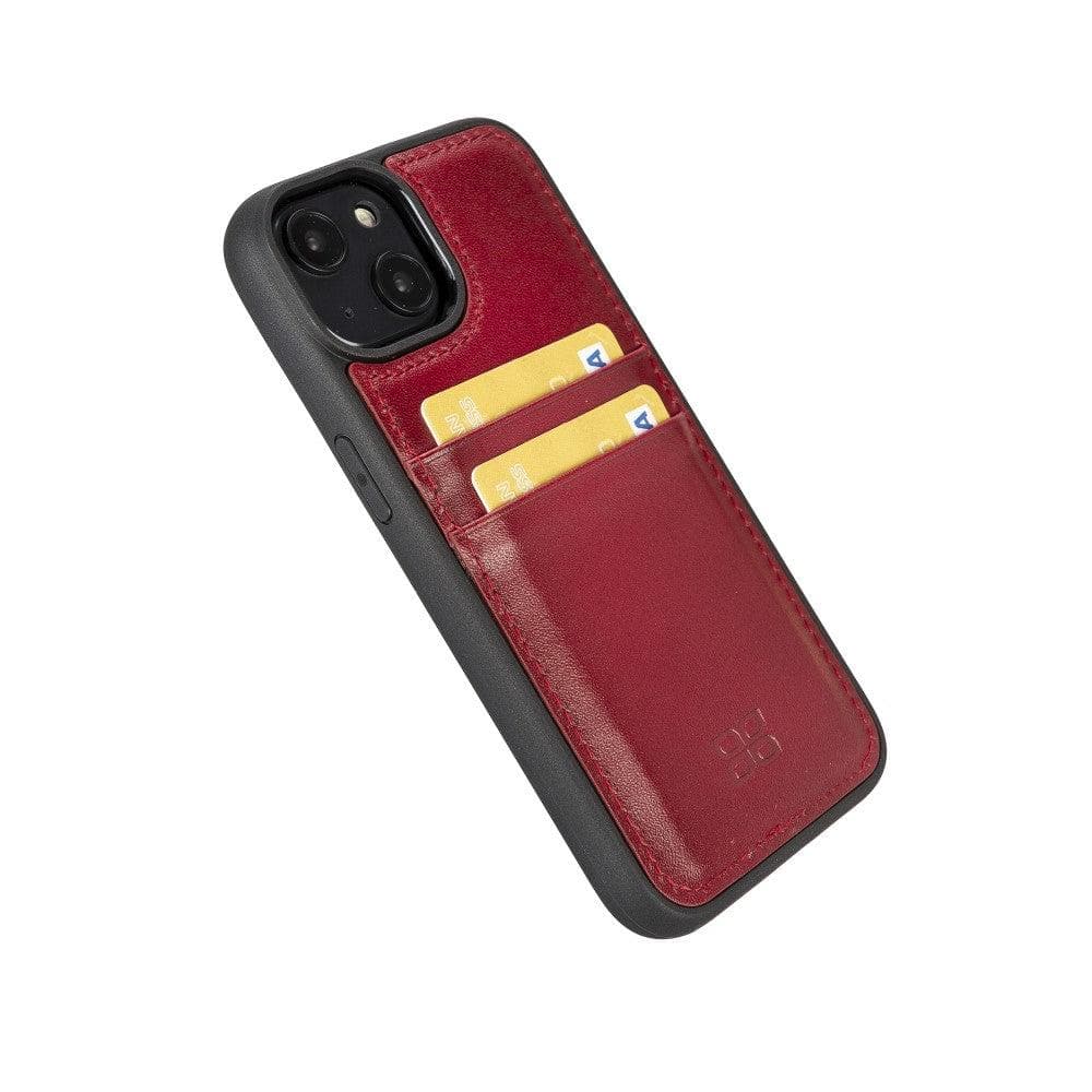 Flexible Leather Back Cover with Card Holder for iPhone 14 Series, showcasing its sleek design and card holder slots.