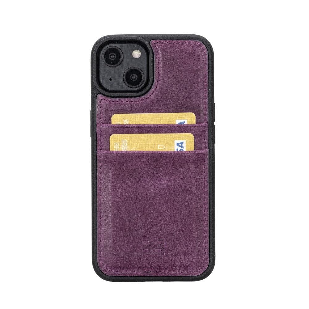 Flexible Leather Back Cover with Card Holder for iPhone 14 Series, showcasing its sleek design and card holder slots.