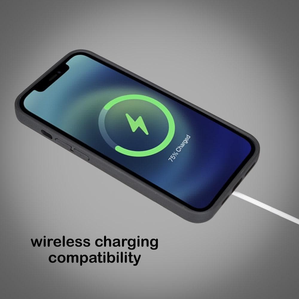 Flexible Leather Back Cover with Card Holder for iPhone 14 Series, showcasing its sleek design and card holder slots.