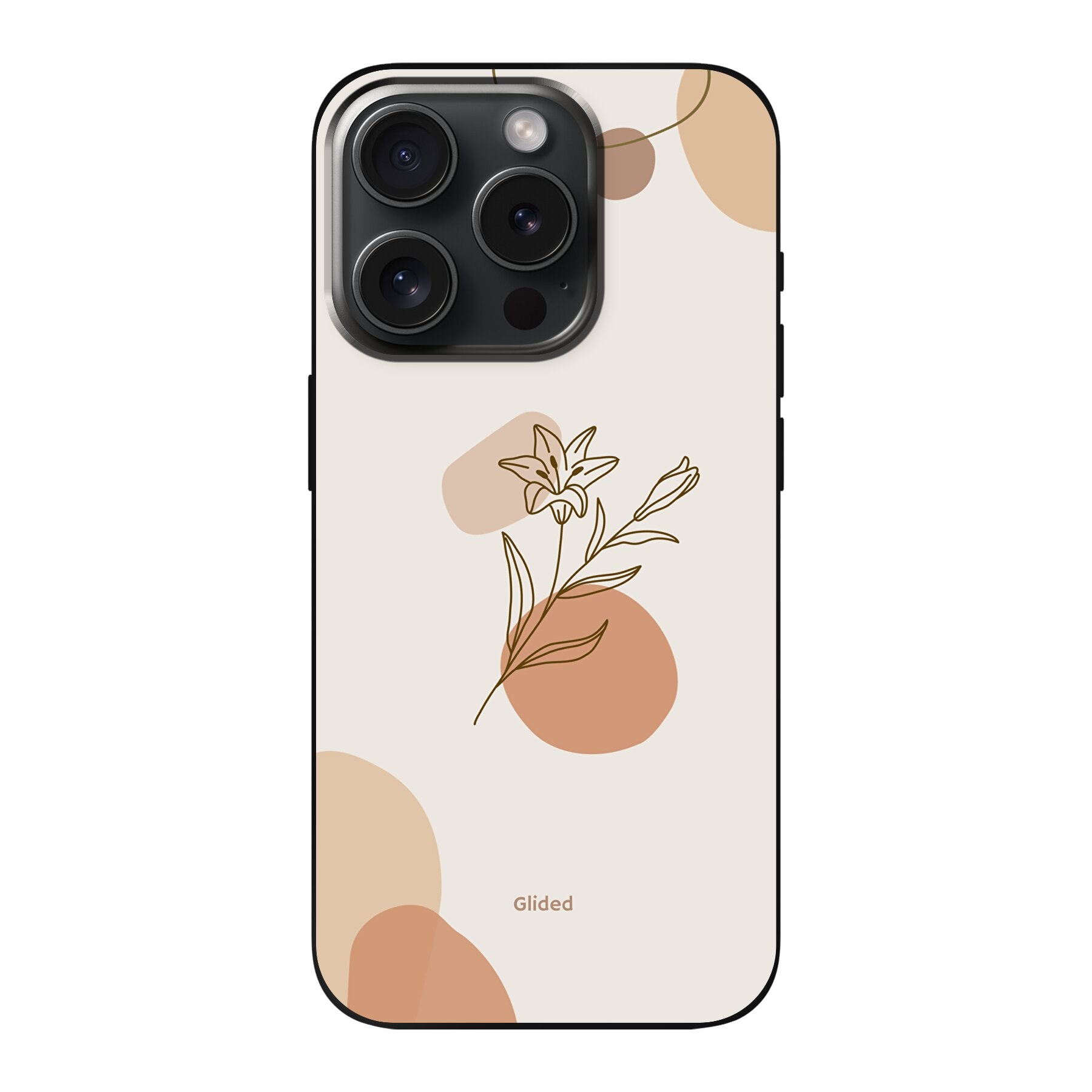 Flora iPhone 15 Pro Handyhülle mit pastellfarbenem Blumenmuster, bietet stilvollen Schutz und elegantes Design.