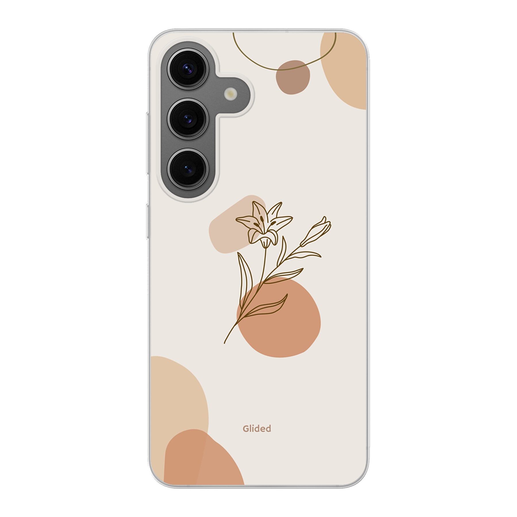 Flora Handyhülle für Samsung Galaxy S24 mit pastellfarbenen Blumenmotiven, die stilvollen Schutz und Ästhetik vereint.