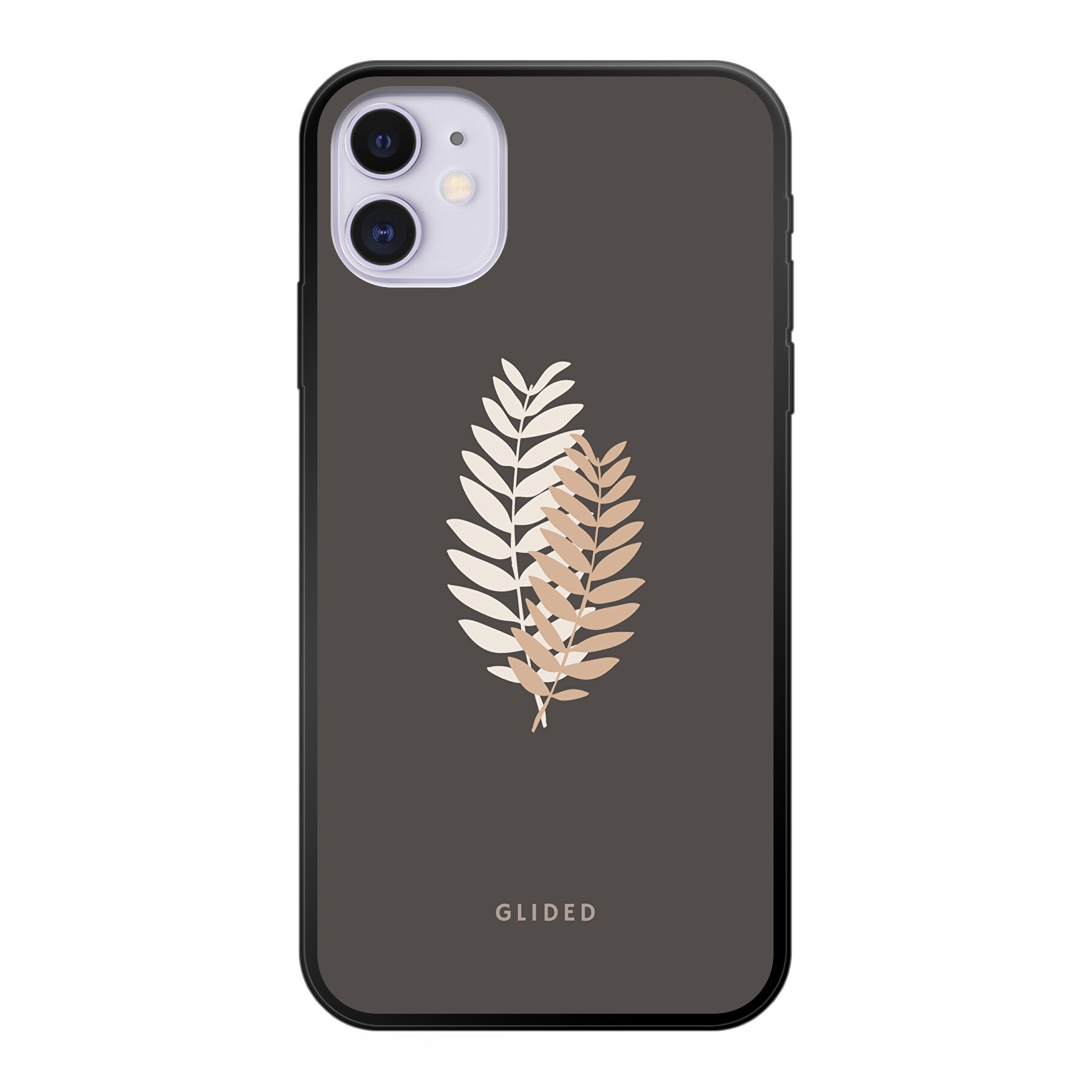 Florage iPhone 11 Handyhülle mit Pflanzenabbildung auf dunklem Hintergrund, bietet stilvollen Schutz und einzigartiges Design.