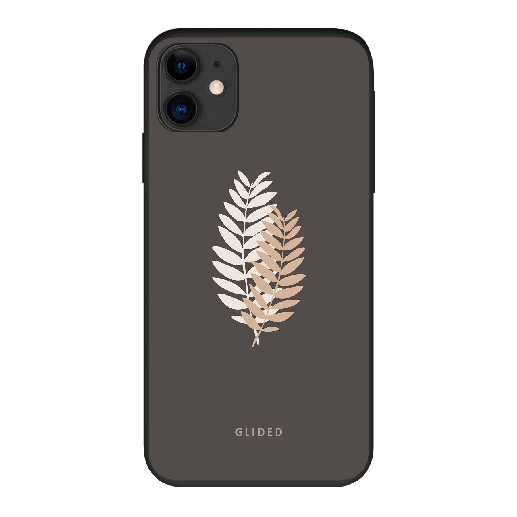 Florage iPhone 11 Handyhülle mit Pflanzenabbildung auf dunklem Hintergrund, bietet stilvollen Schutz und einzigartiges Design.