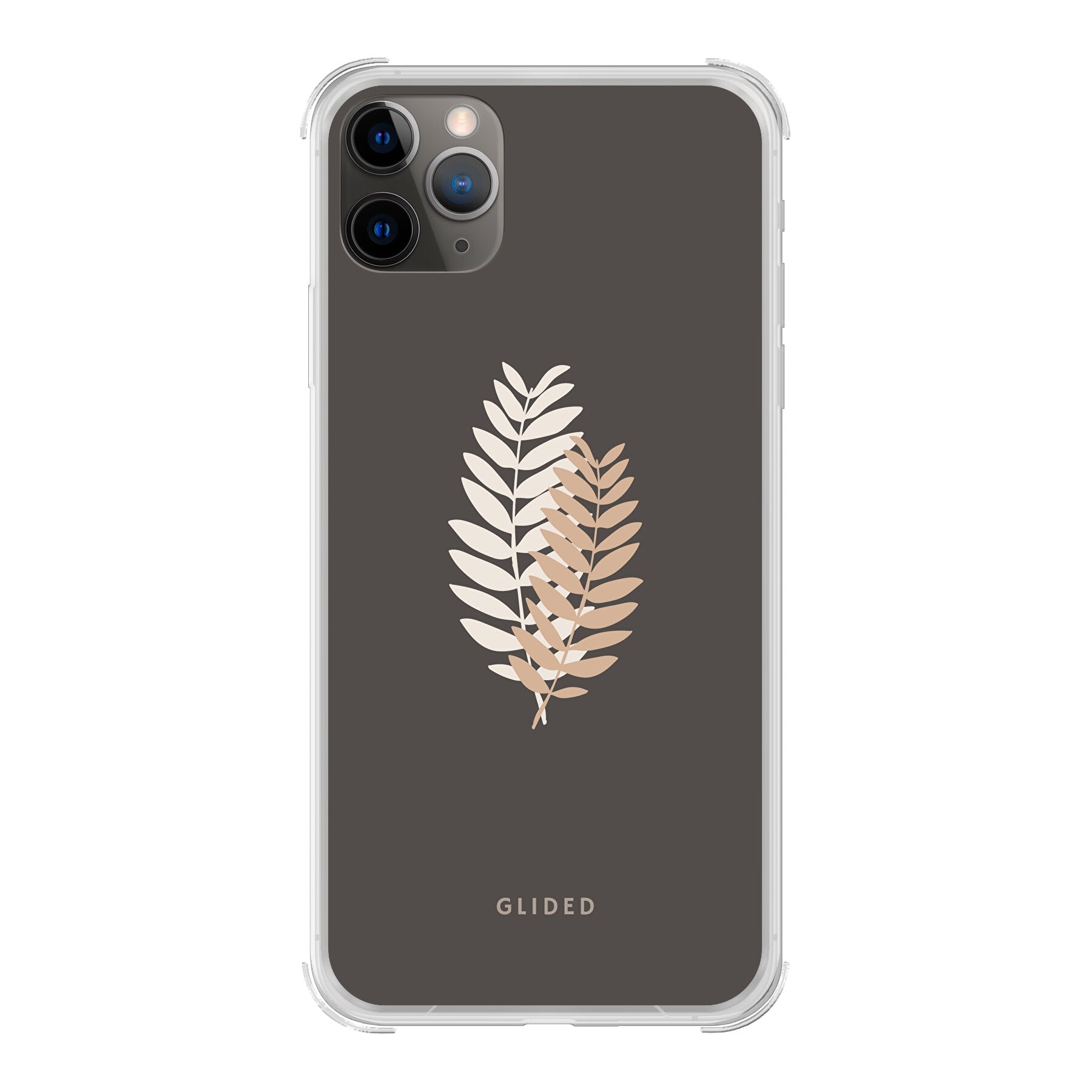 Florage iPhone 11 Pro Handyhülle mit Pflanzenabbildung auf dunklem Hintergrund, bietet stilvollen Schutz und einzigartiges Design.