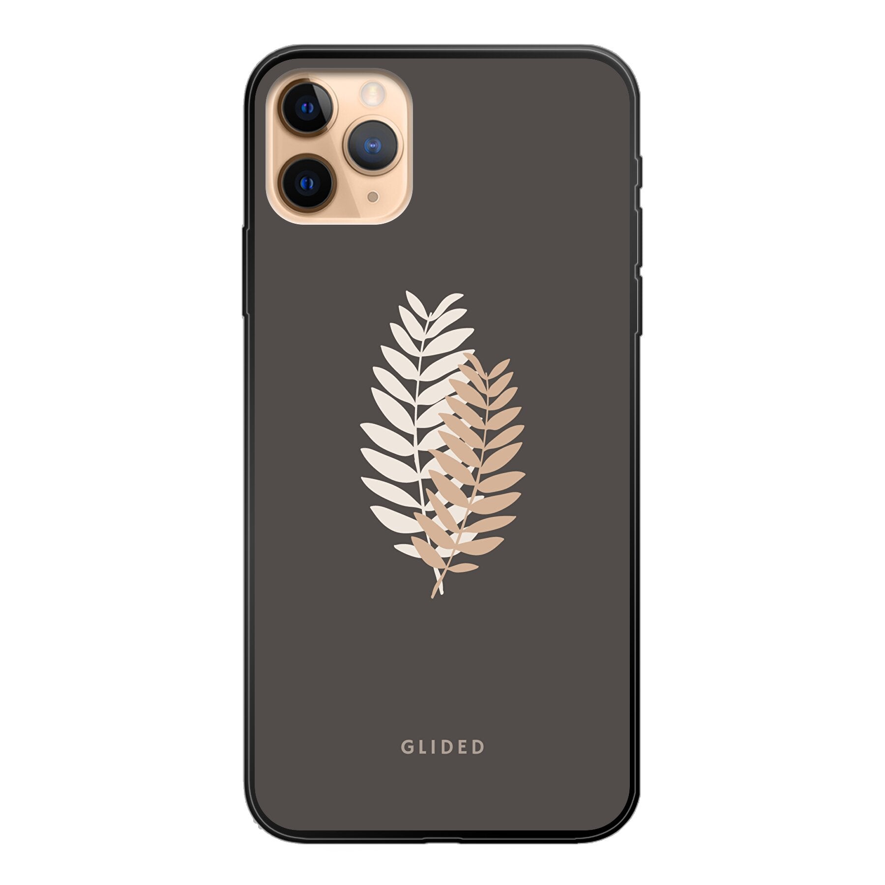 Florage iPhone 11 Pro Max Handyhülle mit Pflanzenabbildung auf dunklem Hintergrund, bietet stilvollen Schutz und einzigartiges Design.