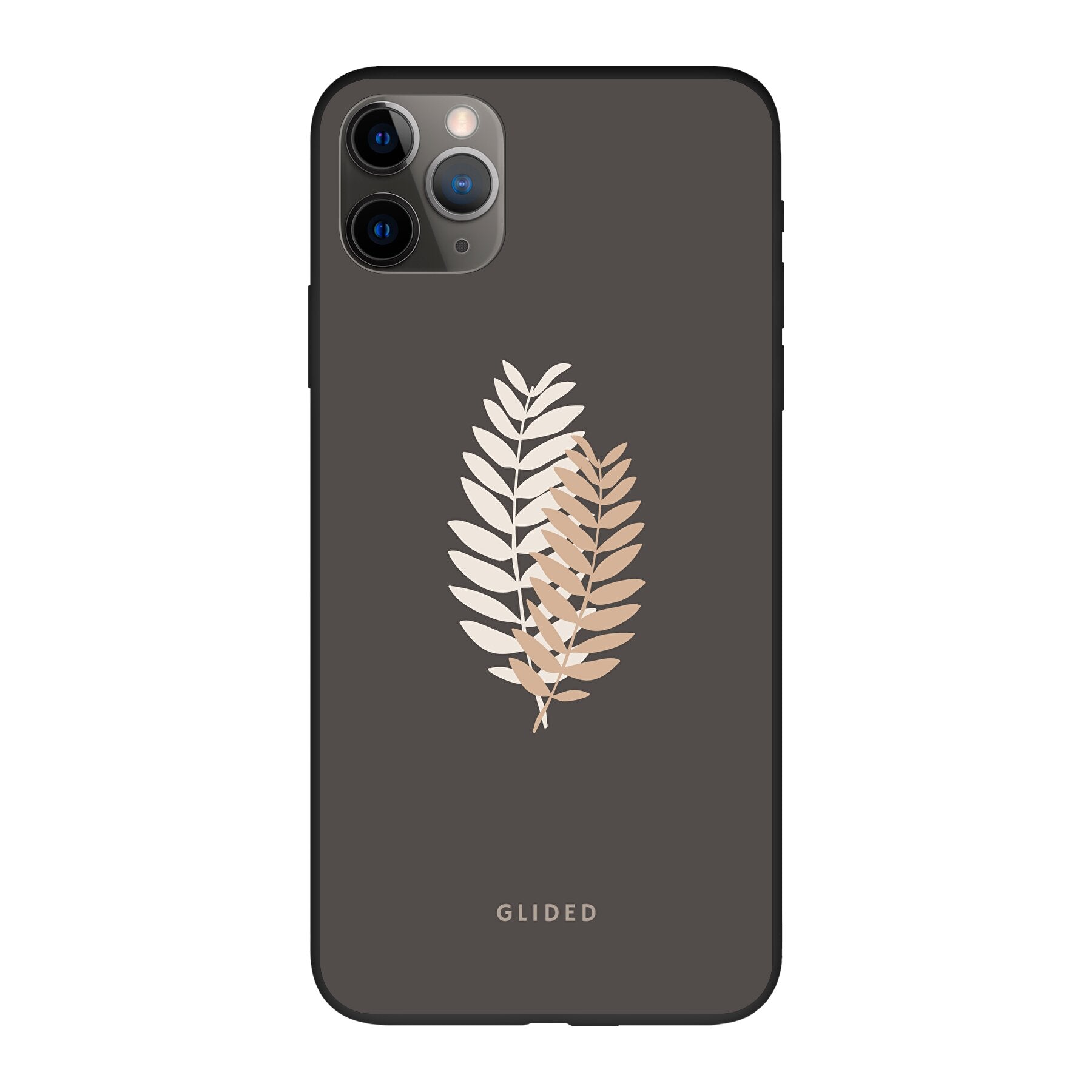 Florage iPhone 11 Pro Max Handyhülle mit Pflanzenabbildung auf dunklem Hintergrund, bietet stilvollen Schutz und einzigartiges Design.