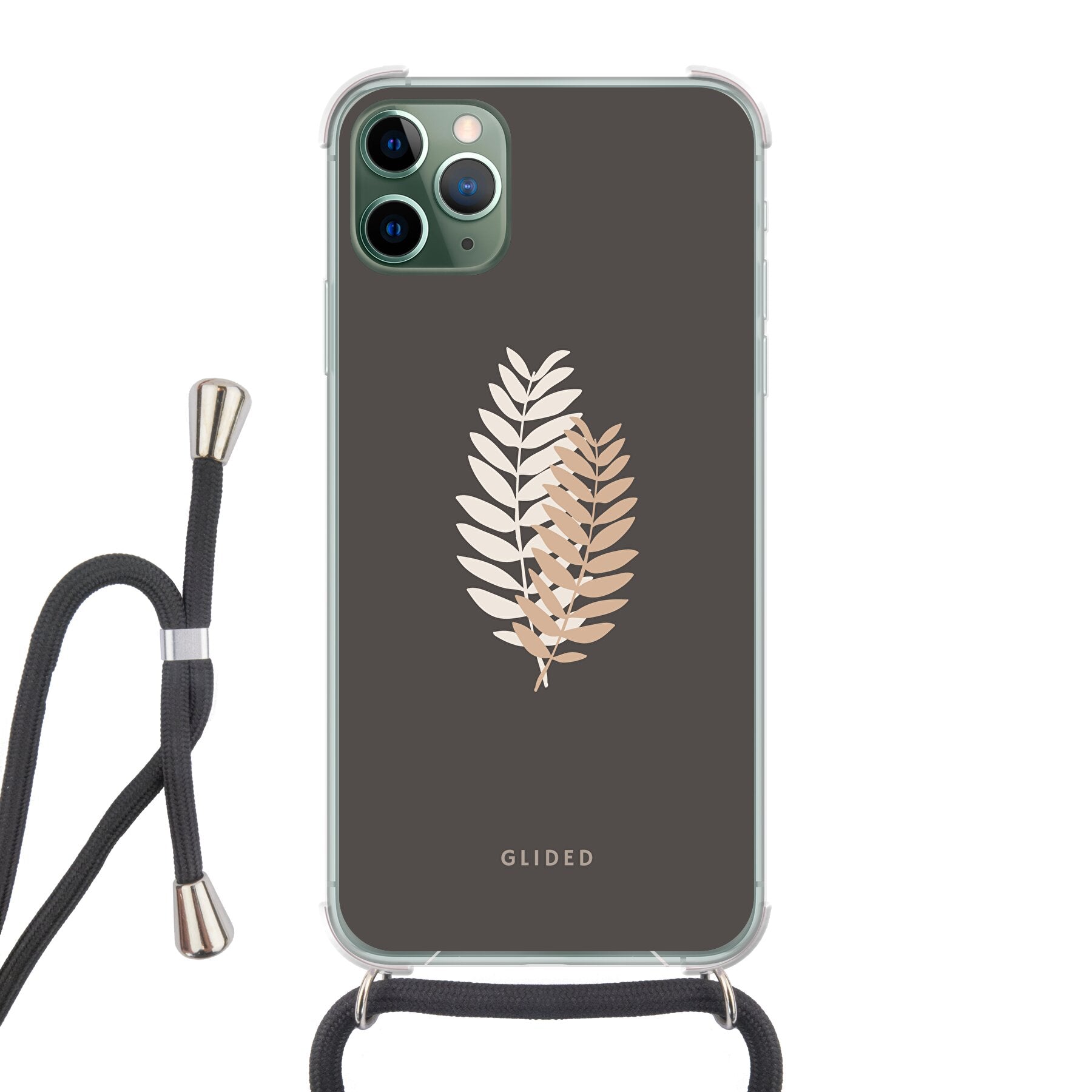 Florage iPhone 11 Pro Max Handyhülle mit Pflanzenabbildung auf dunklem Hintergrund, bietet stilvollen Schutz und einzigartiges Design.