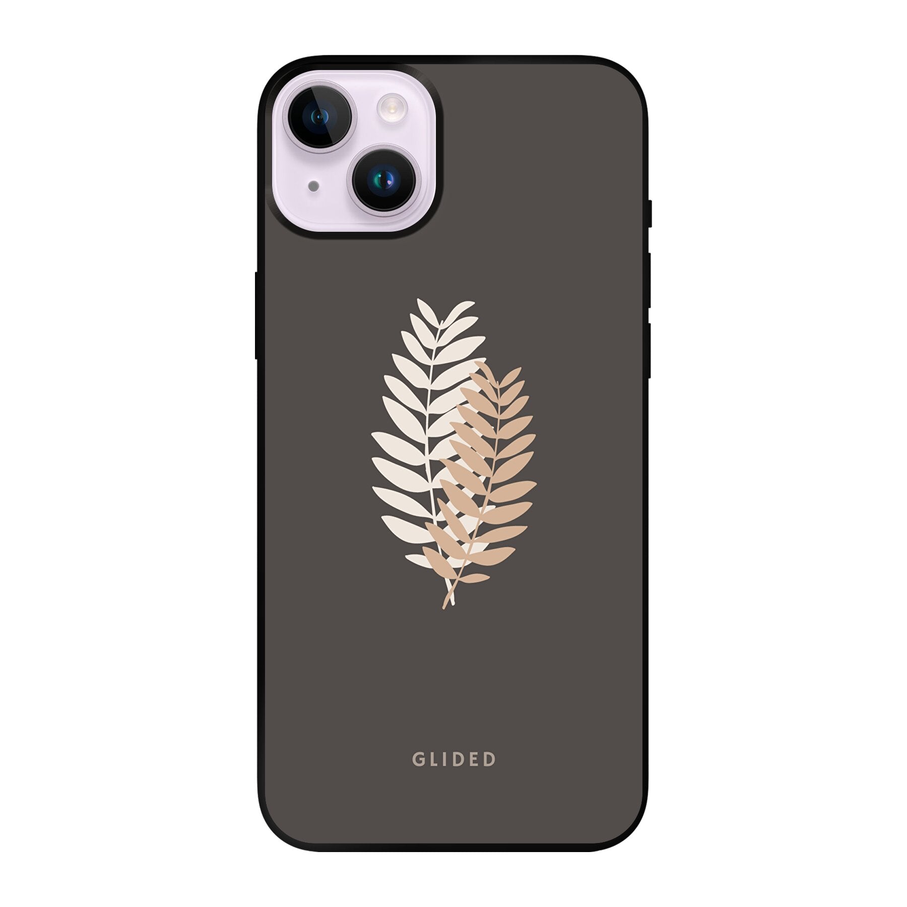 Florage iPhone 14 Plus Handyhülle mit Pflanzenabbildung auf dunklem Hintergrund, bietet stilvollen Schutz und einzigartiges Design.