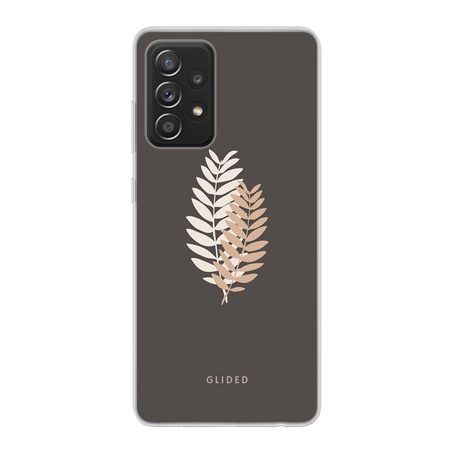 Florage Handyhülle für Samsung Galaxy A52, A52 5G, A52s 5G mit Pflanzenabbildung auf dunklem Hintergrund.