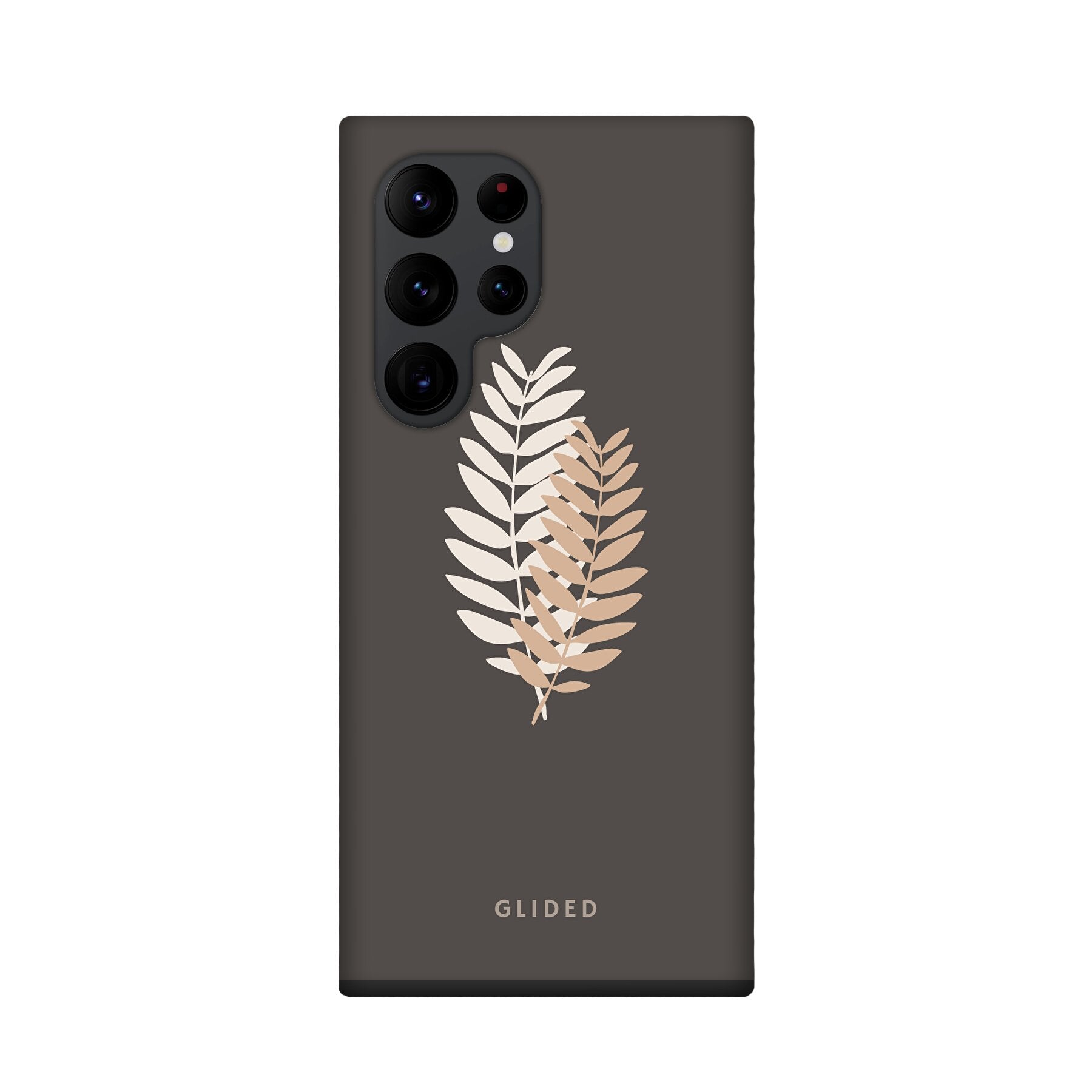 Florage Handyhülle für Samsung Galaxy S22 Ultra mit Pflanzenabbildung auf dunklem Hintergrund, bietet stilvollen Schutz.