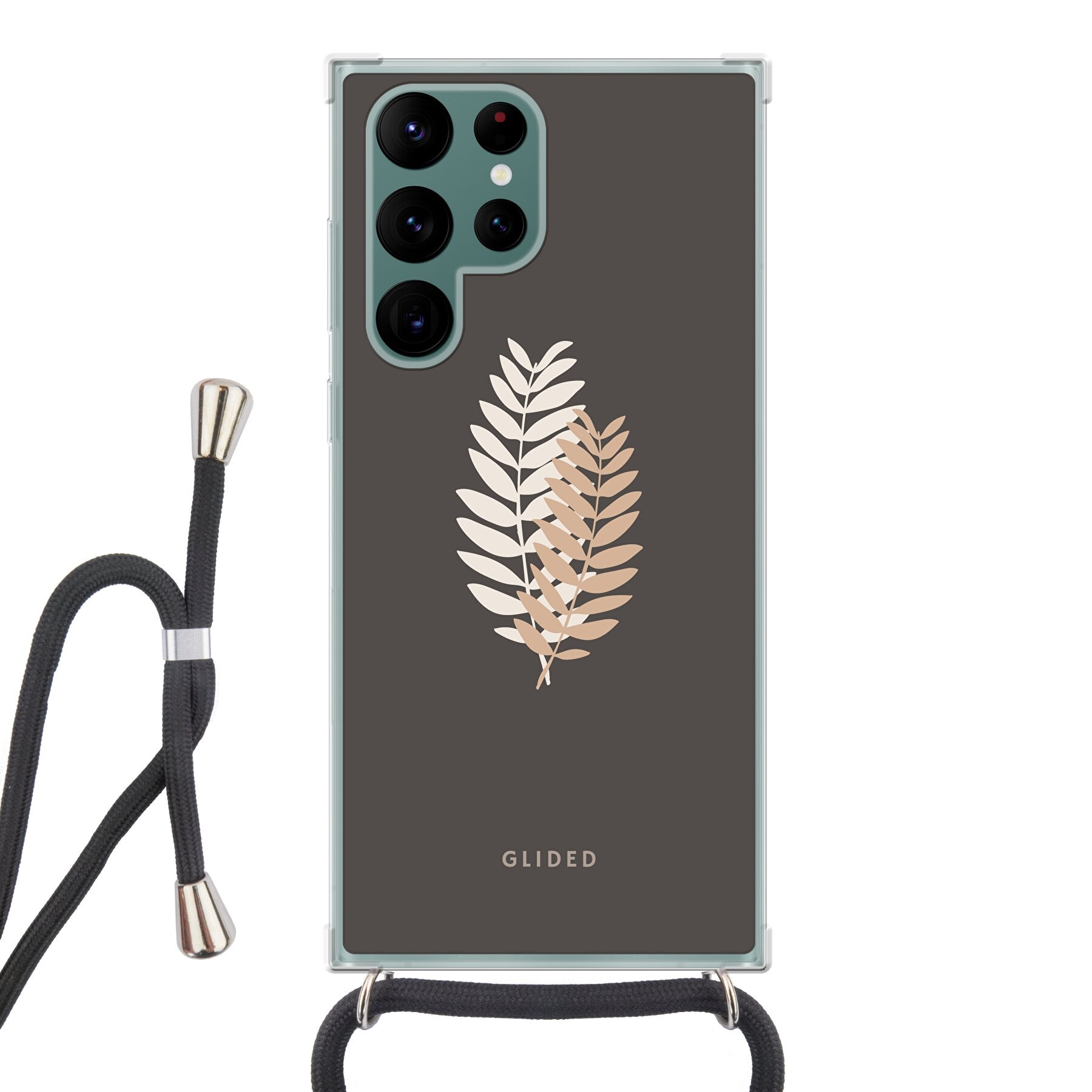 Florage Handyhülle für Samsung Galaxy S22 Ultra mit Pflanzenabbildung auf dunklem Hintergrund, bietet stilvollen Schutz.