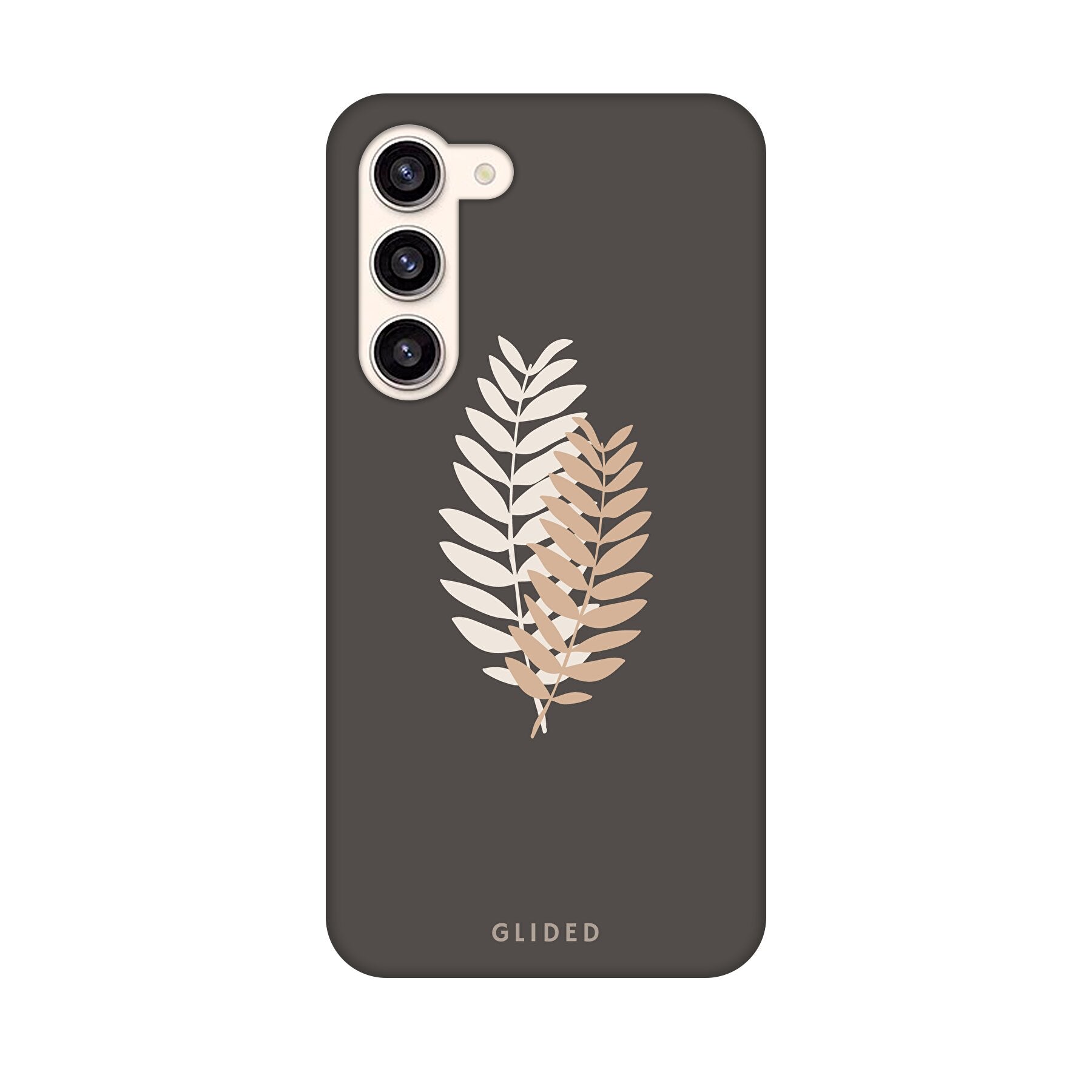 Florage Handyhülle für Samsung Galaxy S23 Plus mit Pflanzenabbildung auf dunklem Hintergrund, stilvoll und schützend.