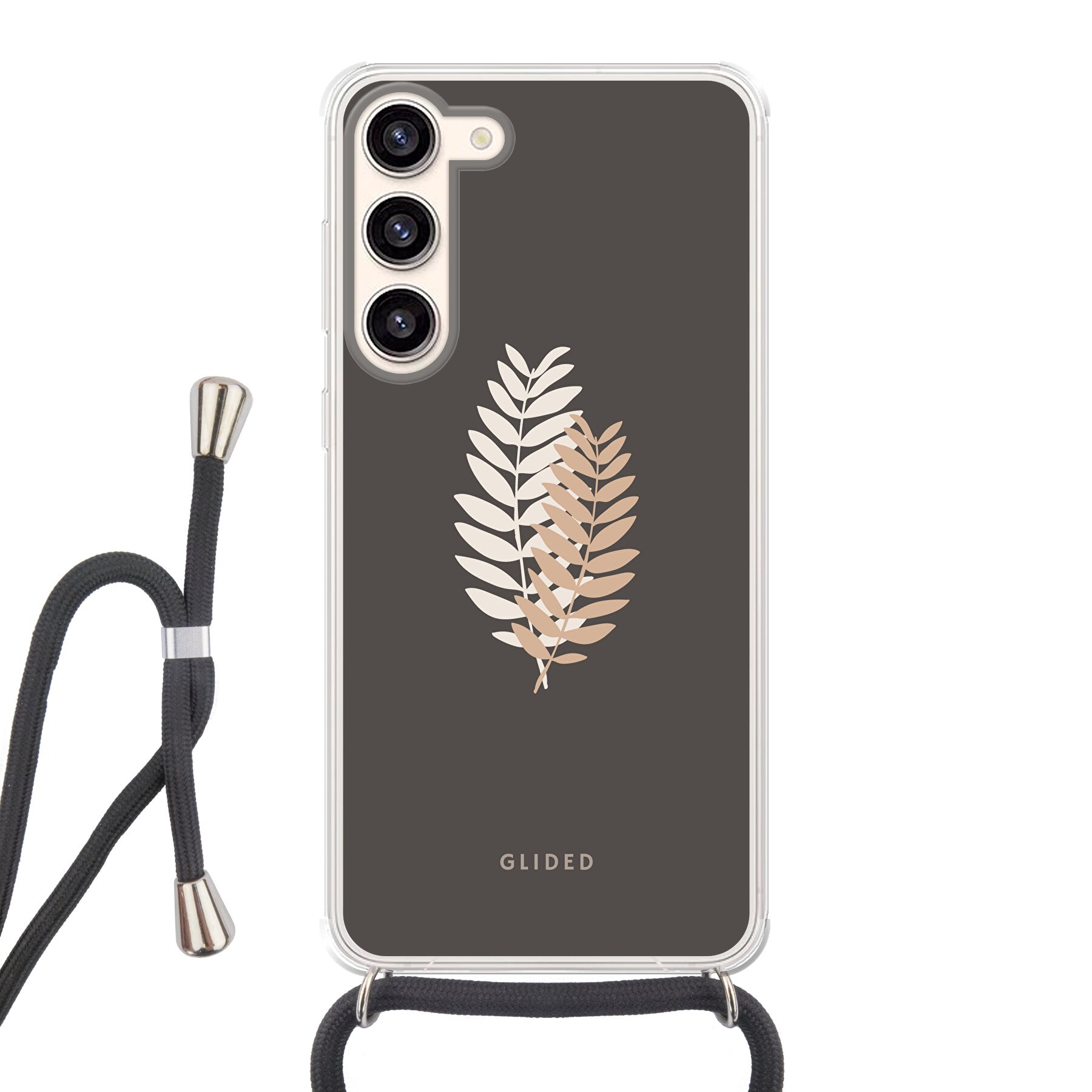 Florage Handyhülle für Samsung Galaxy S23 Plus mit Pflanzenabbildung auf dunklem Hintergrund, stilvoll und schützend.