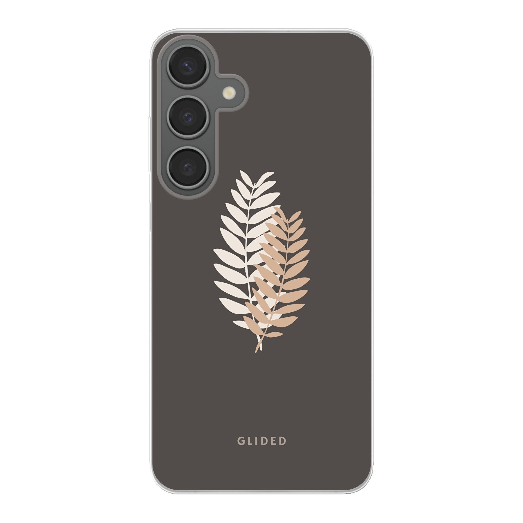 Florage Handyhülle für Samsung Galaxy S24 Plus mit Pflanzenabbildung auf dunklem Hintergrund, bietet stilvollen Schutz und elegantes Design.