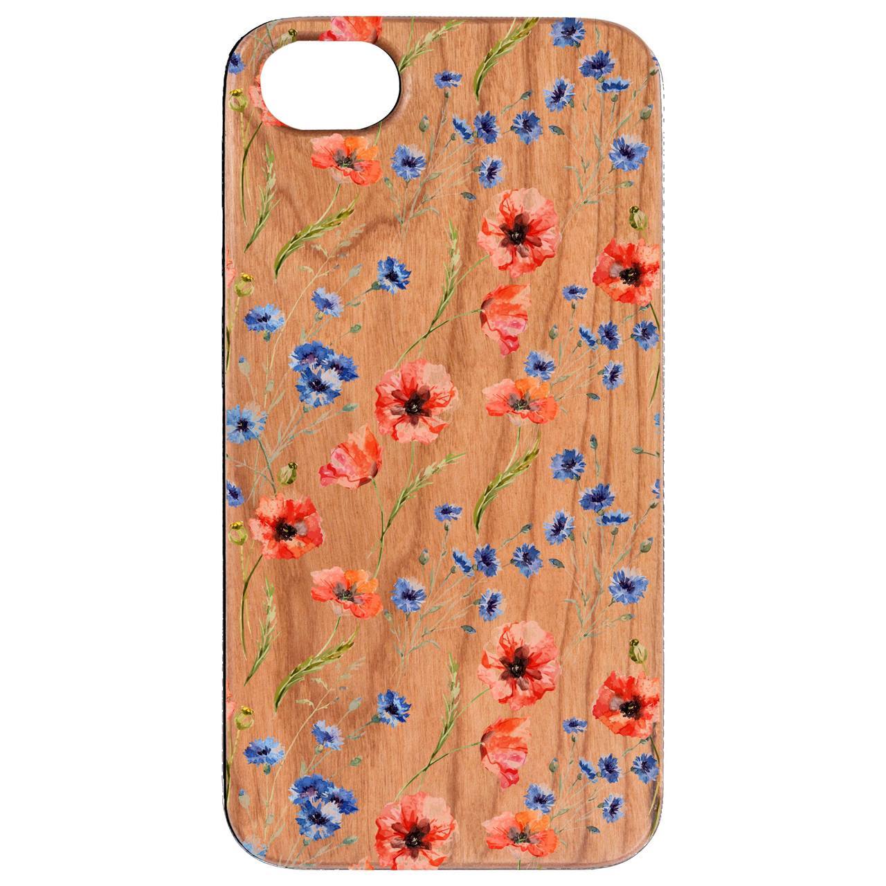 A stylish UV color printed wooden phone case showcasing intricate designs and natural wood texture, suitable for various smartphone models.