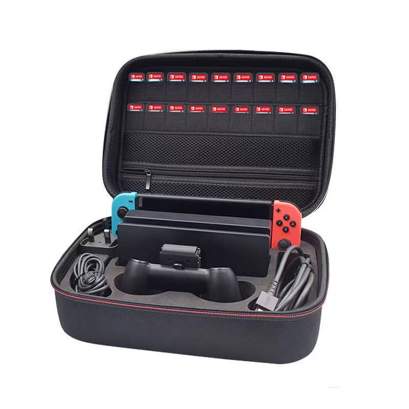 A spacious black Game Console Accessory Box Storage Big Bag made of durable EVA material, designed to hold gaming accessories securely.
