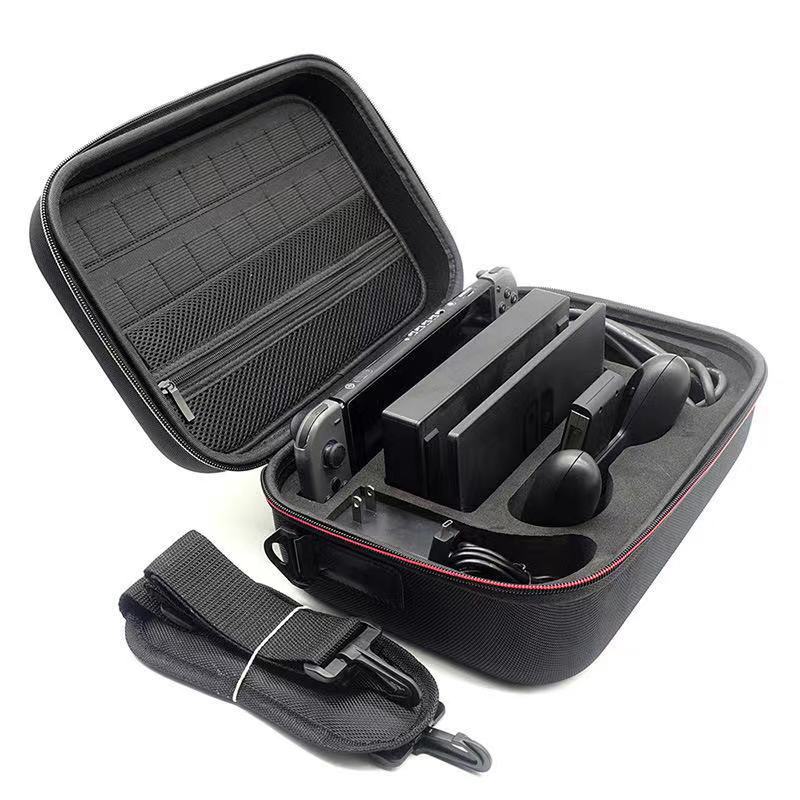 A spacious black Game Console Accessory Box Storage Big Bag made of durable EVA material, designed to hold gaming accessories securely.