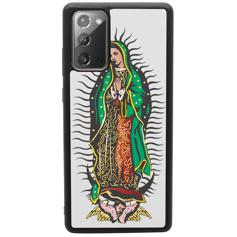 Guadalupe UV Color Printed phone case showcasing unique wood craftsmanship and vibrant designs, perfect for iPhone and Samsung models.