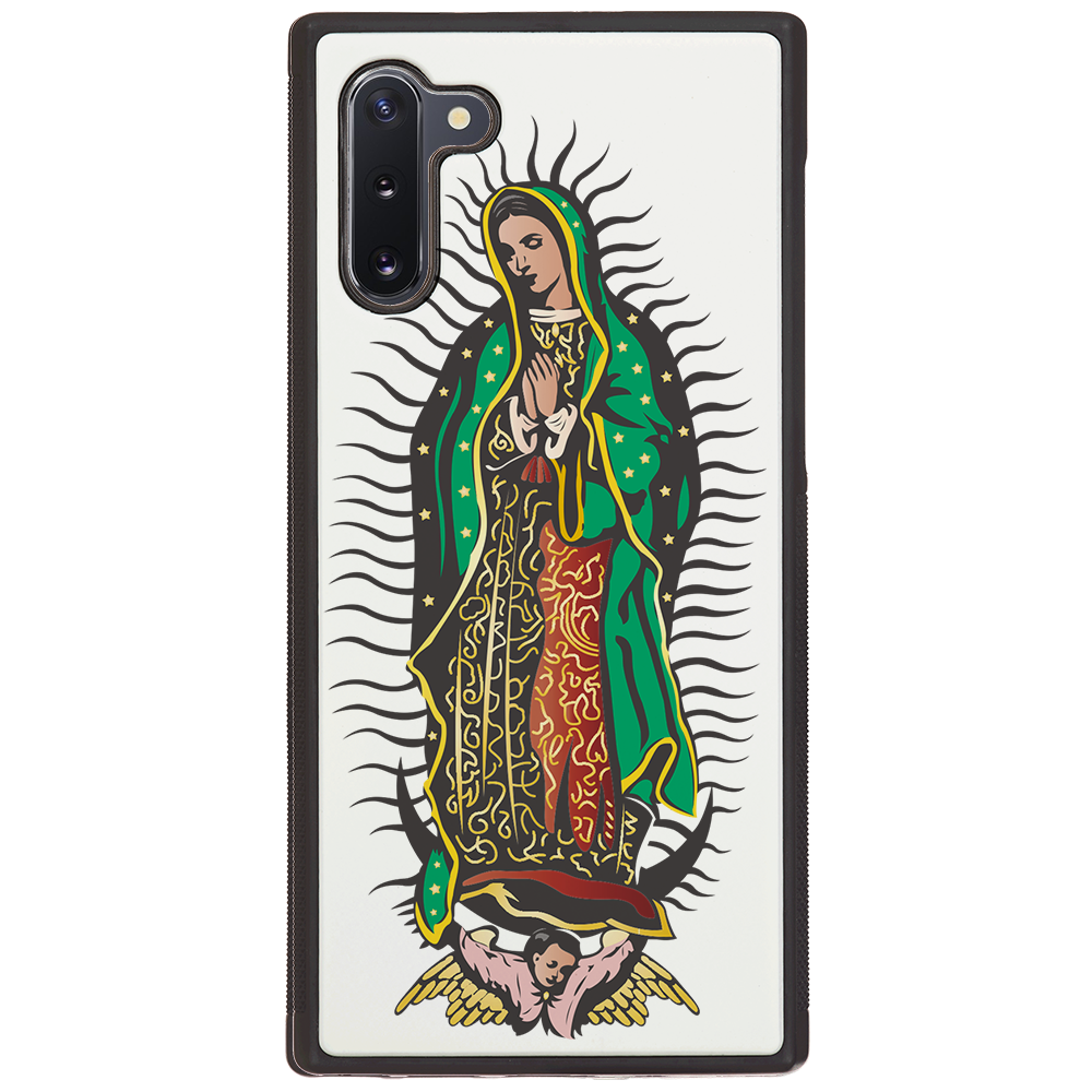 Guadalupe UV Color Printed phone case showcasing unique wood craftsmanship and vibrant designs, perfect for iPhone and Samsung models.
