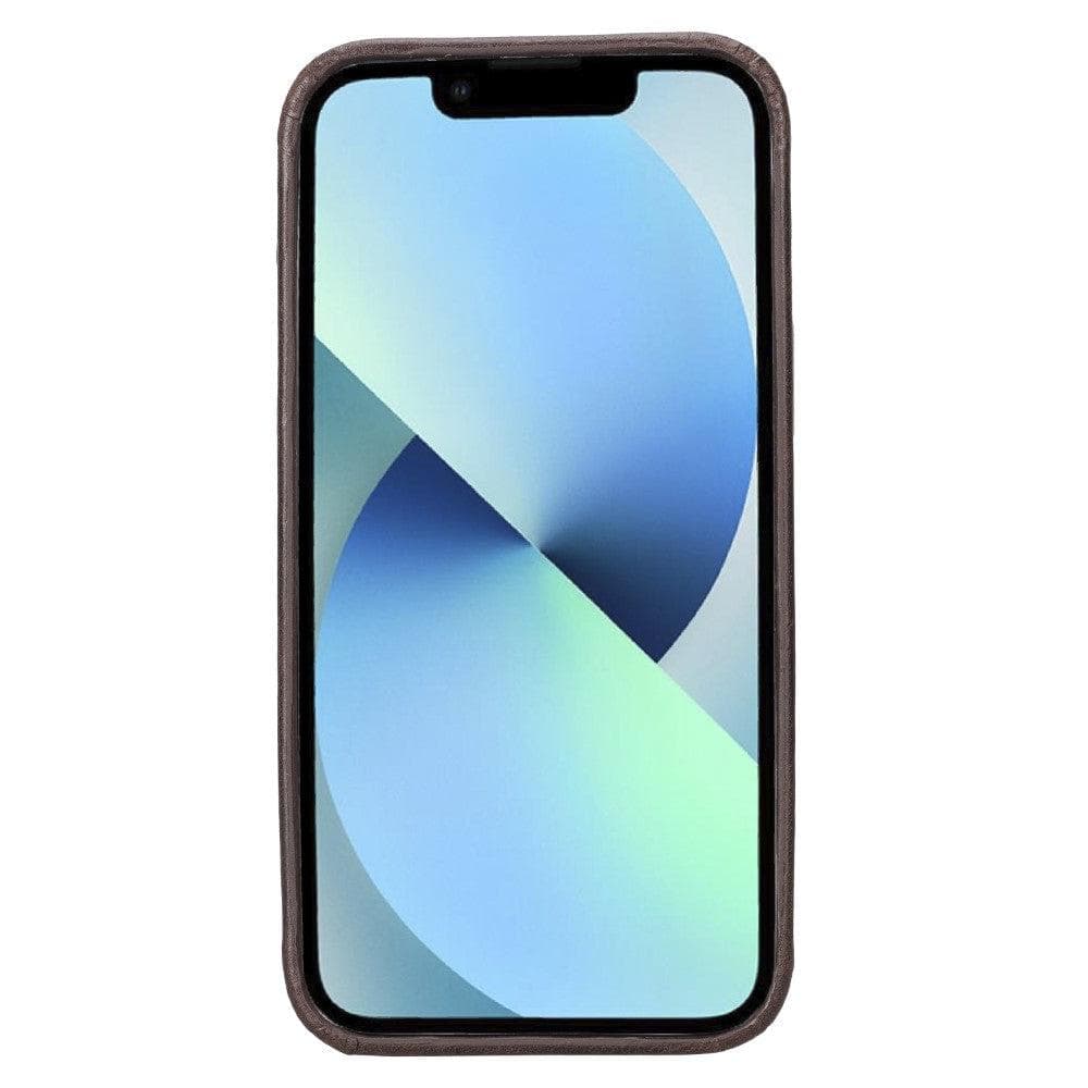 iPhone 13 Series Genuine Leather Hull Cover Back Cover Case in black, showcasing its sleek design and premium leather finish.