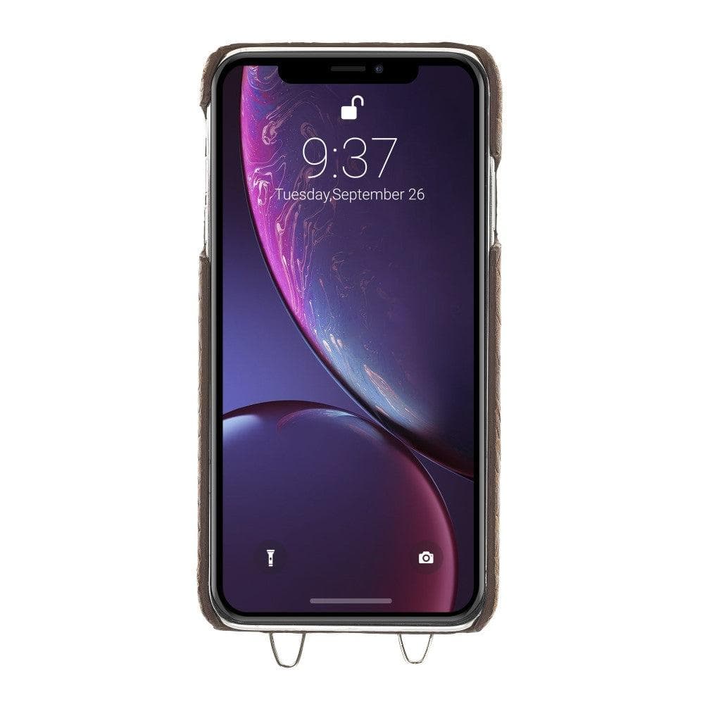 Bouletta iPhone X Series Leather Saff Umw Plain Strap phone case in elegant leather design with card slots.