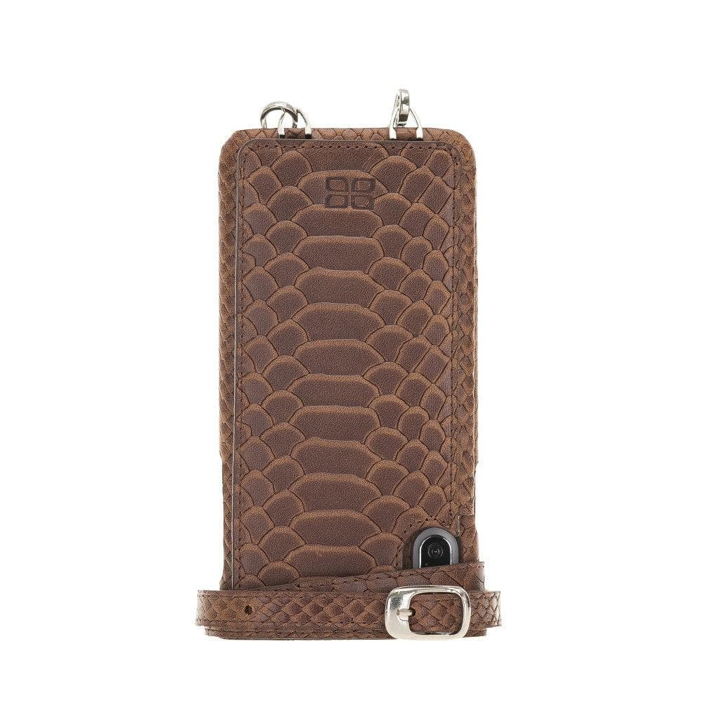 Bouletta iPhone X Series Leather Saff Umw Plain Strap phone case in elegant leather design with card slots.
