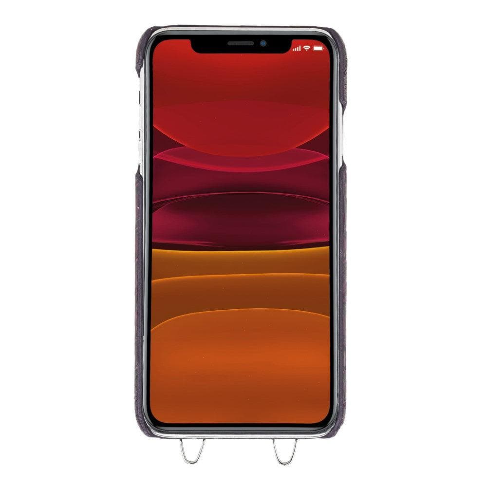 Bouletta iPhone X Series Leather Saff Umw Plain Strap phone case in elegant leather design with card slots.