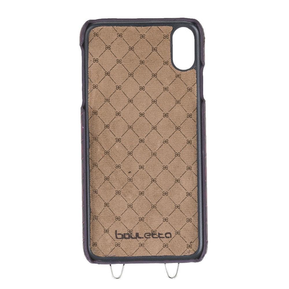 Bouletta iPhone X Series Leather Saff Umw Plain Strap phone case in elegant leather design with card slots.