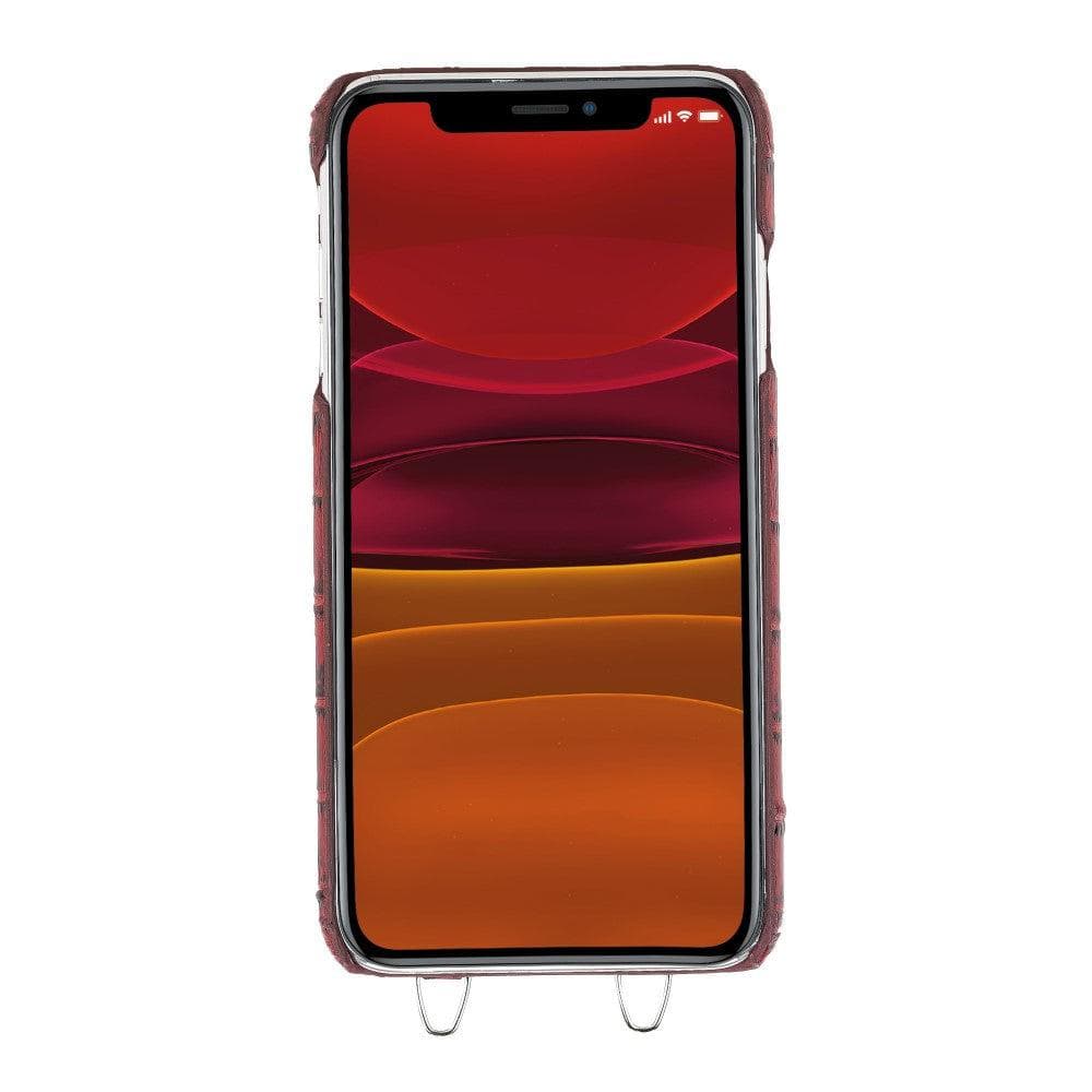 Bouletta iPhone X Series Leather Saff Umw Plain Strap phone case in elegant leather design with card slots.